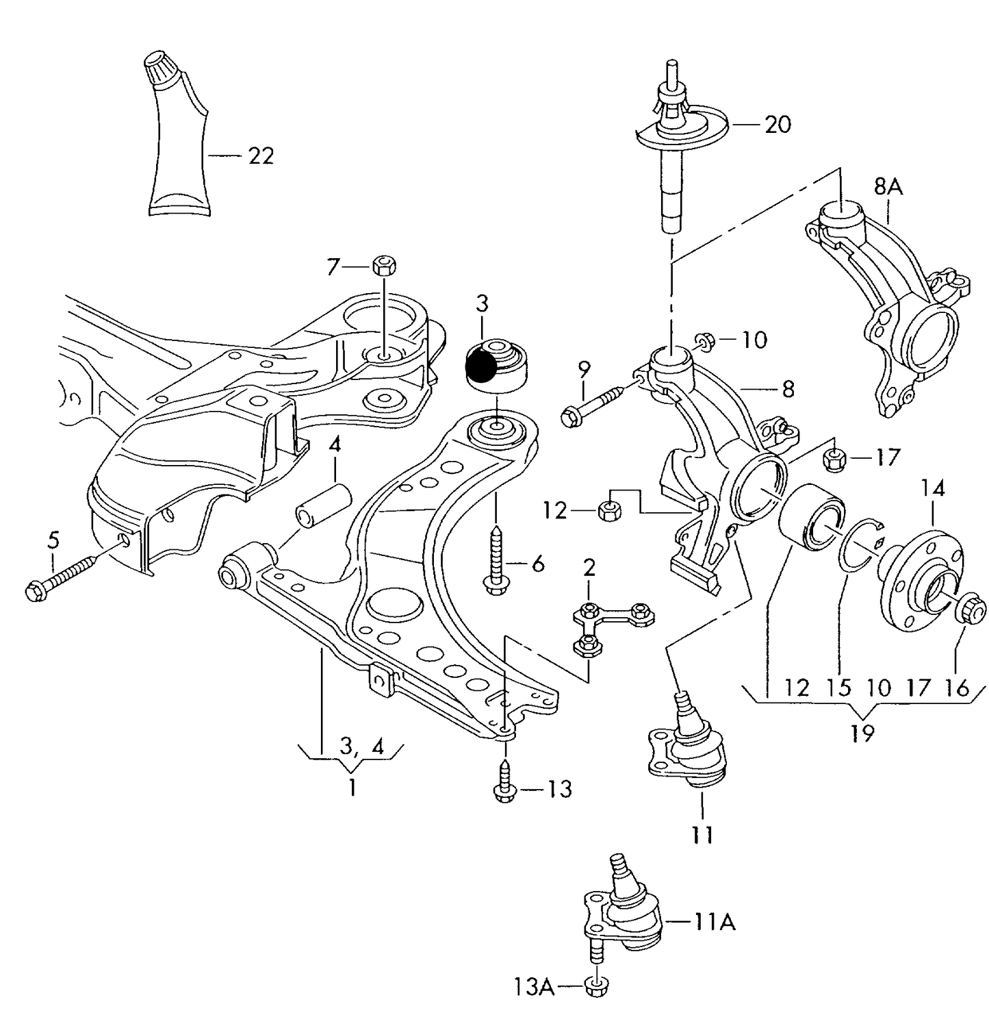 108150 Front Wishbone>Rear Bush Various VAG 97> excluding S3/4WD