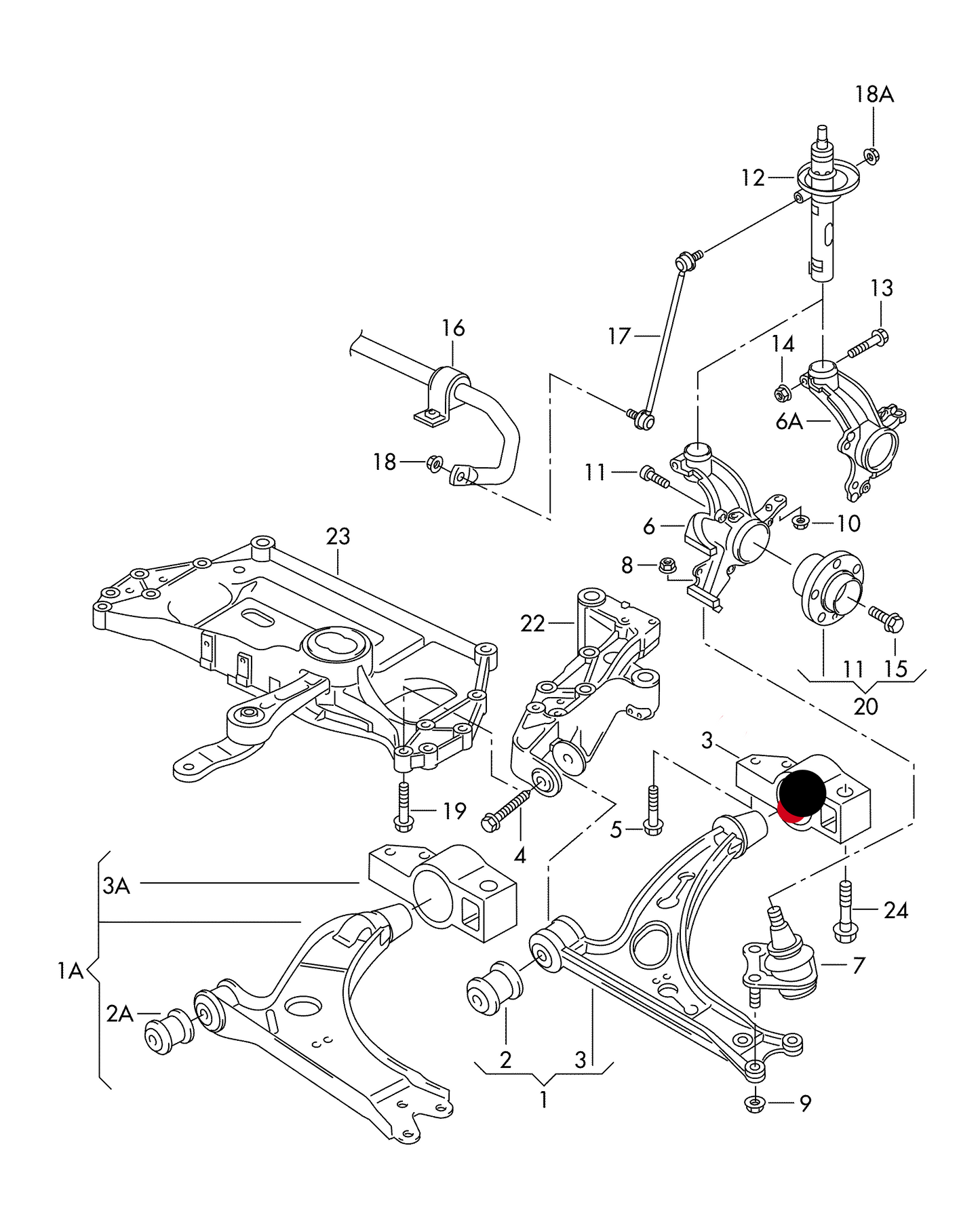 111020 Front Control Arm>Rear Bush ''Left'' VAG 04>PR-2H0,2H1,F0A,F4J, F6M, PR-8Q3,8Q6