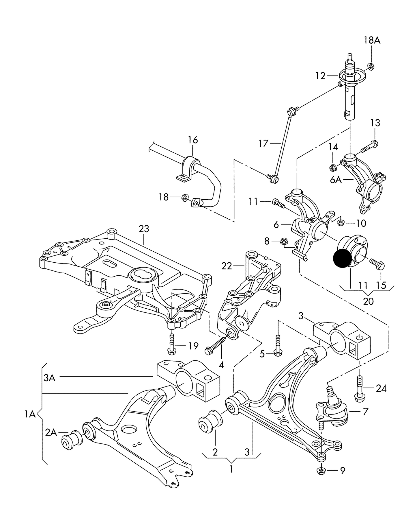 111313 Front Wheel Bearing & Hub '85mm' VAG 04> PR-1ZF,1ZM codes