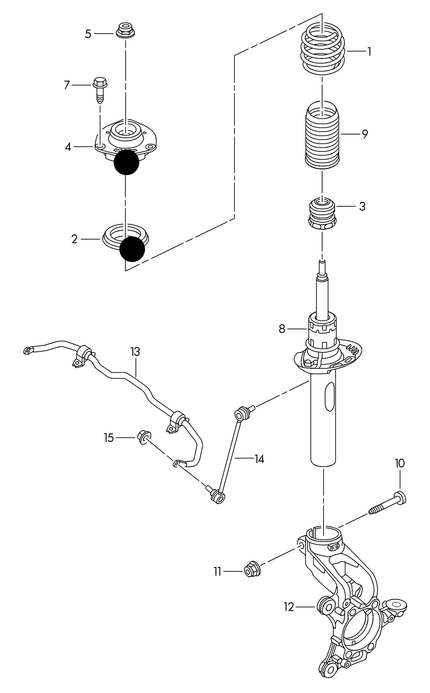 110070 Front Top Strut Mounting w/o Bearing VAG 04>