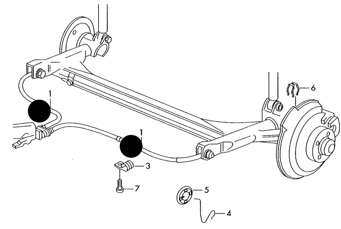 111292 Handbrake Cable-1445mm frt.-wh.dr.+ PR-1SA,1SB+ T8K,TQ2,TD6, TE6,TU0,TA2, TF0,D93