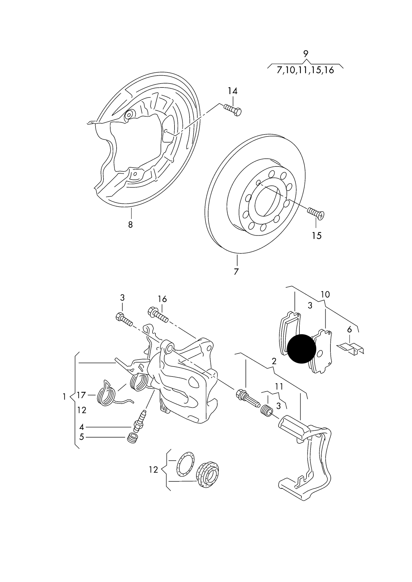 110738 Set of Rear Brake Pads w/o sensors frt.-wh.dr.+ PR-1KZ,1KY, 1KV