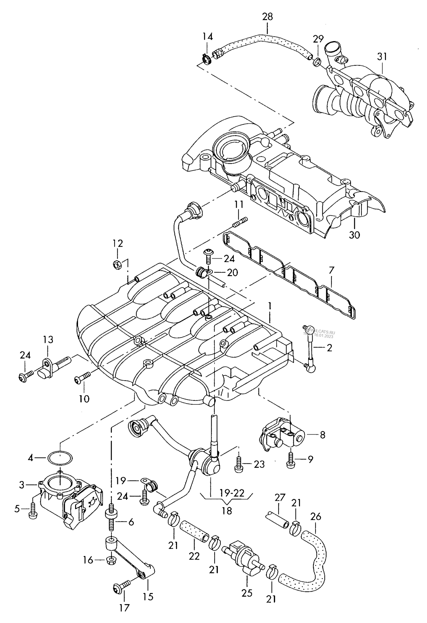 115041 Gasket for intake manifold housing | Seal, throttle body 4-cylinder+ CDLC,CDLF 2.0 ltr.