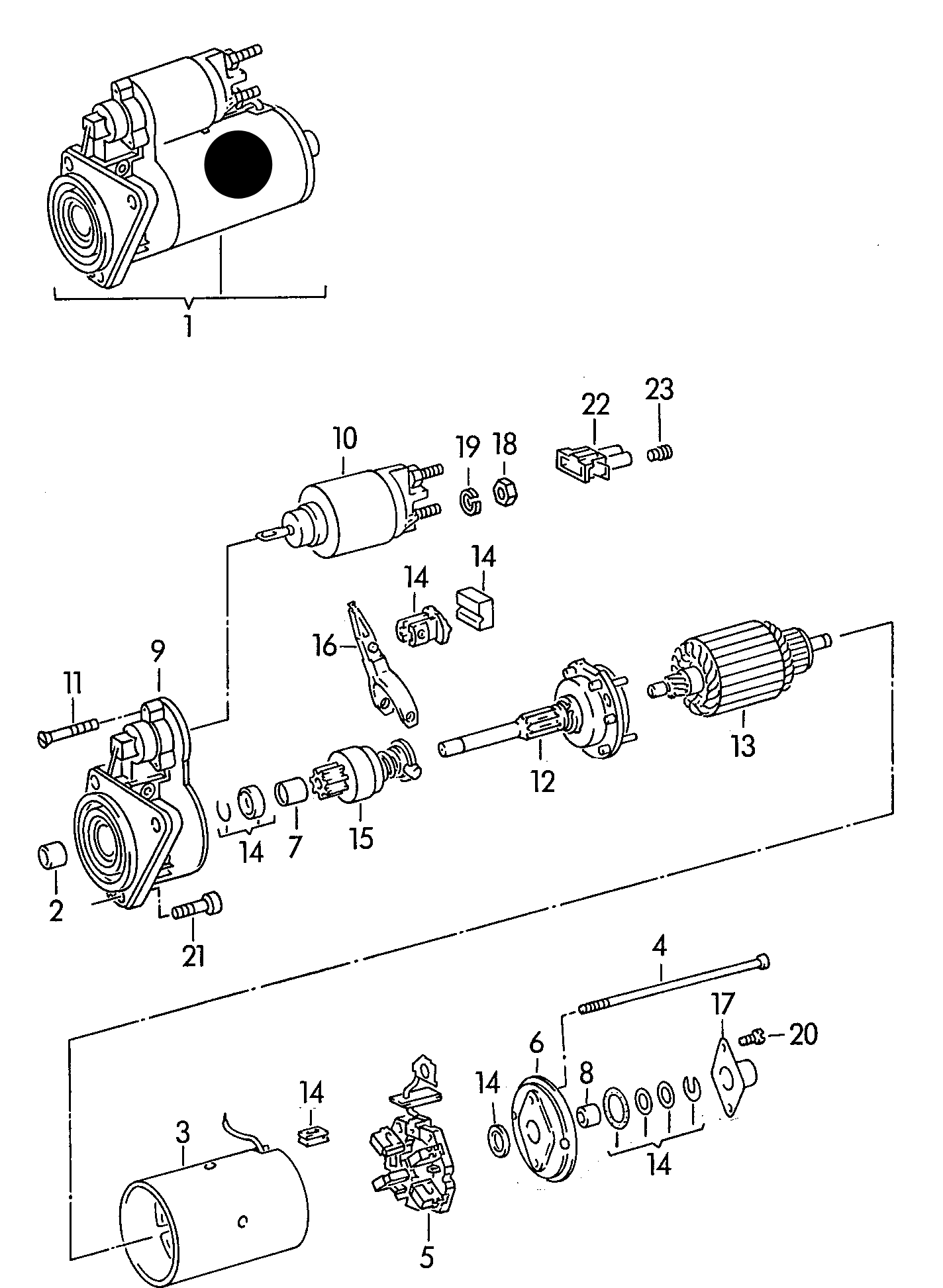193167 New Starter Motor T4 Manual trans. ACU,ABL,AAB, 1X 1995>> chassis no 70-S-059839>>