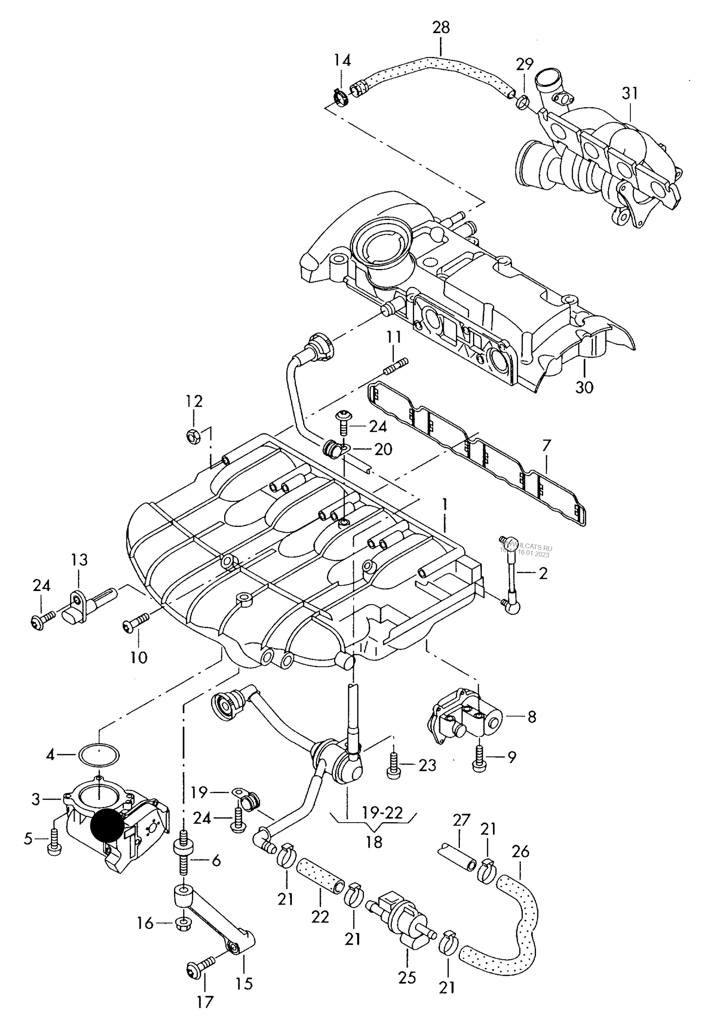 639306 Throttle Body with gasket 4-cylinder+ CDLC,CDLF 2.0 ltr.