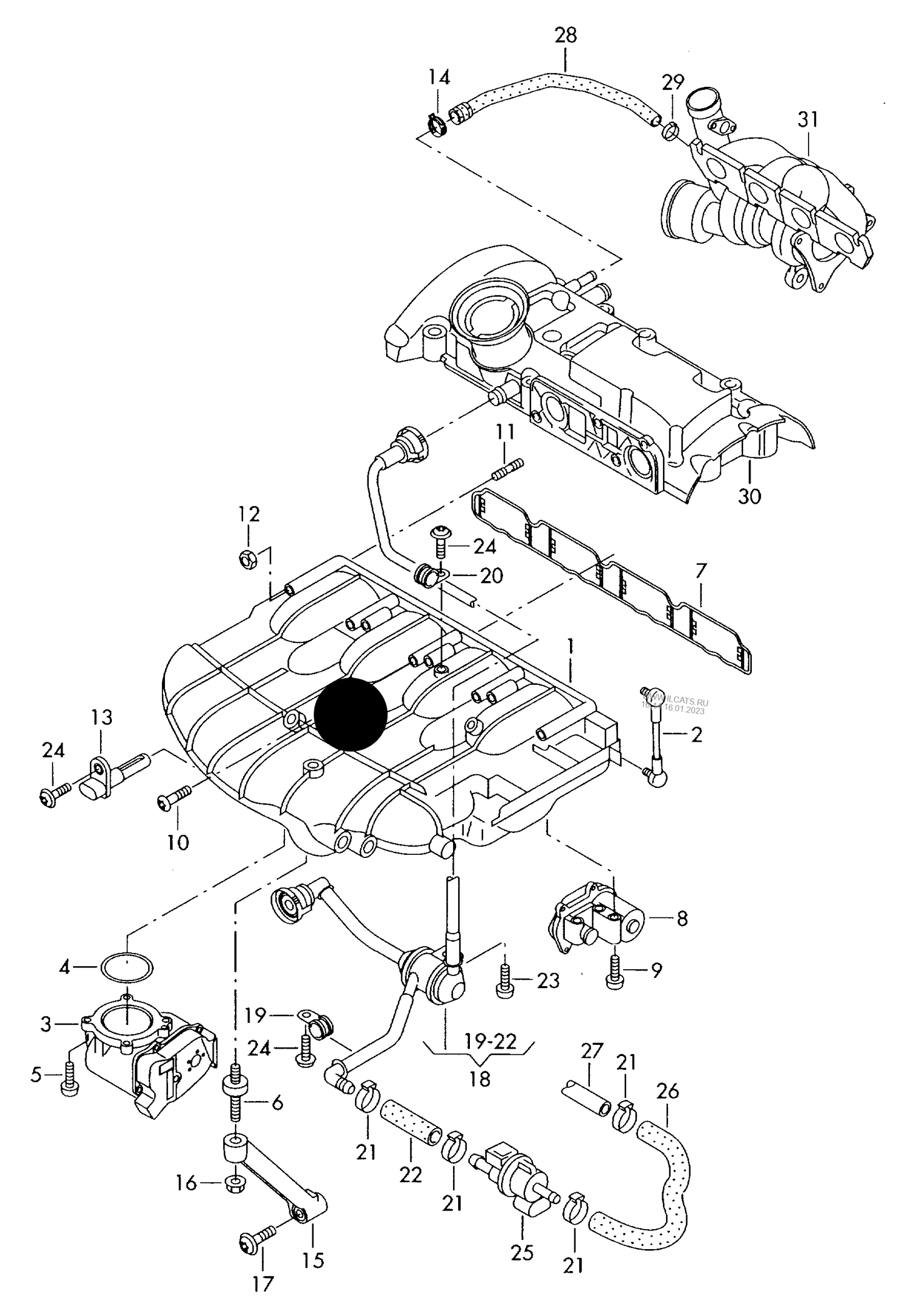 184508 Intake system (vacuum system) 4-cylinder+ CDLC,CDLF 2.0 ltr.