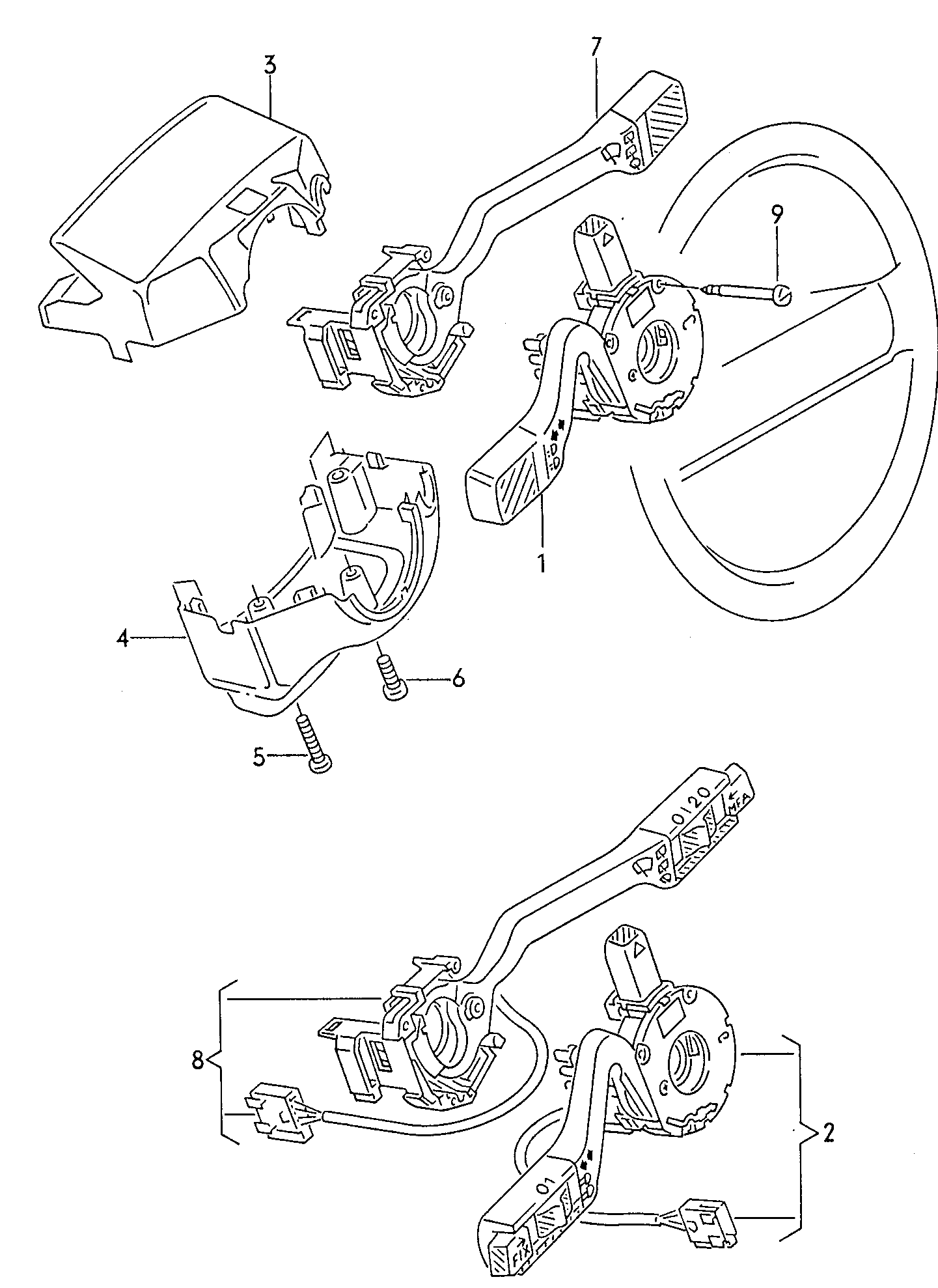 (7) 104115 TOPRAN switch for wipers/wash-wipe operation T4 90>95