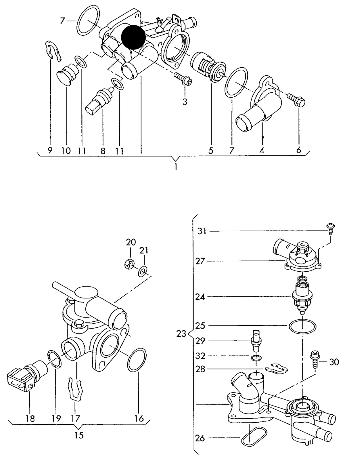 (ITEM 1) 111179 Thermostat Housing with sensor, seal and thermostat FA.HENSCHEL 1.4 BUD,BXW