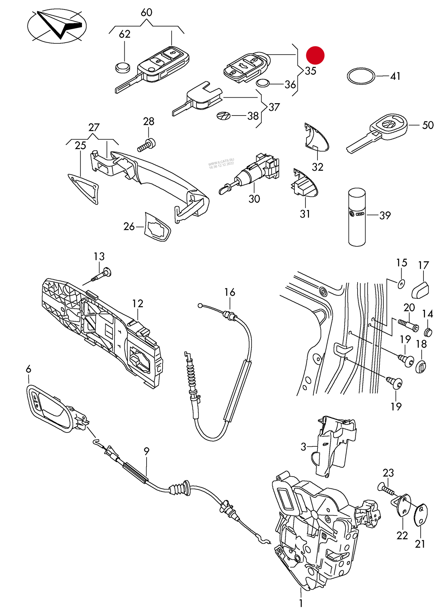 (35) VW038 HELLA sender unit with led function display for radio controlled central locking (rectangular key pad) D >> G 26.10.2009 D >> W 25.10.2009 D >> P 01.11.2009 3 buttons 434MHZ PR-4I2,4K3+ 5D1