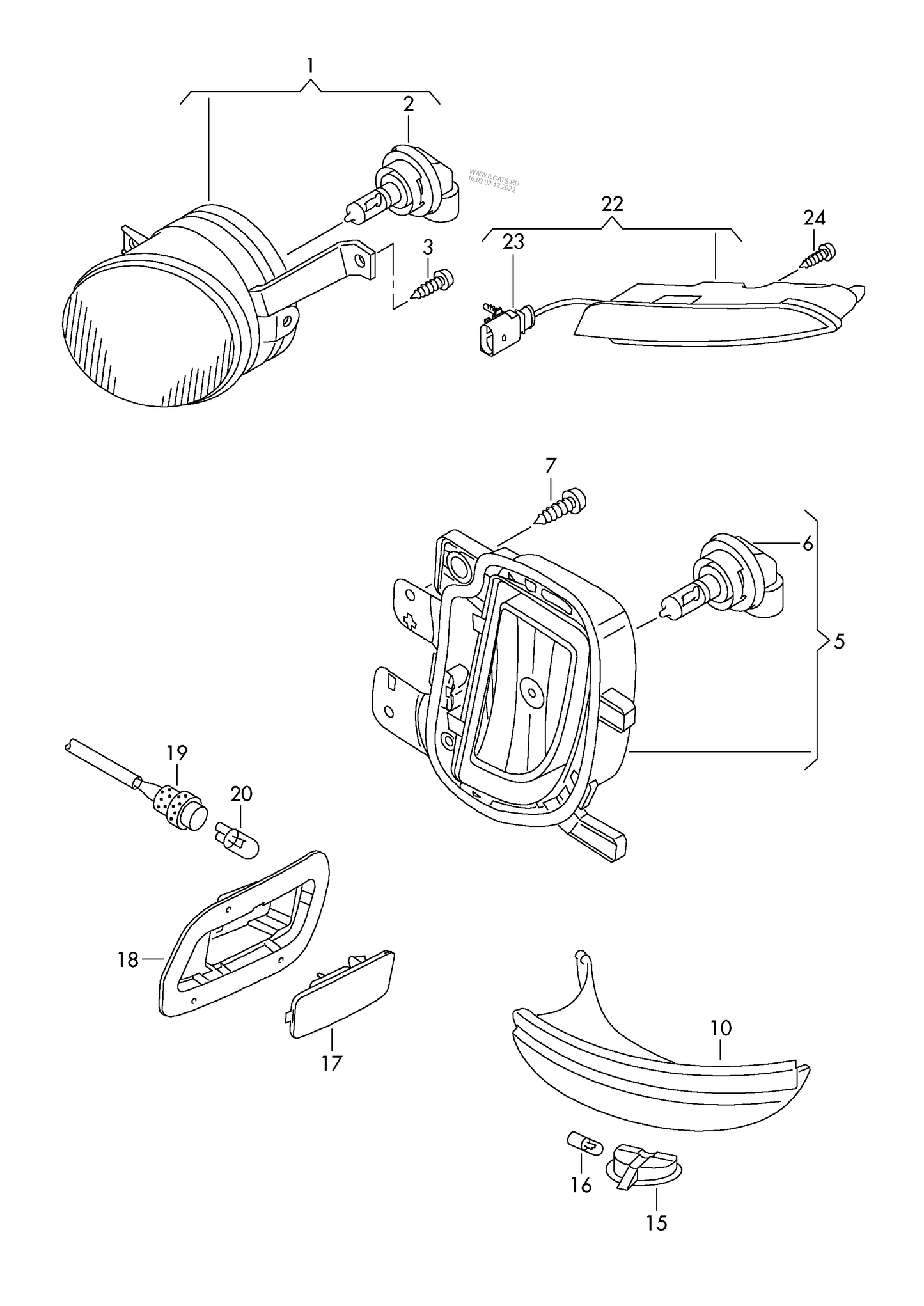 (5) TFL9079 DEPO N/S/F Fog Lamp GTI/GTD H8