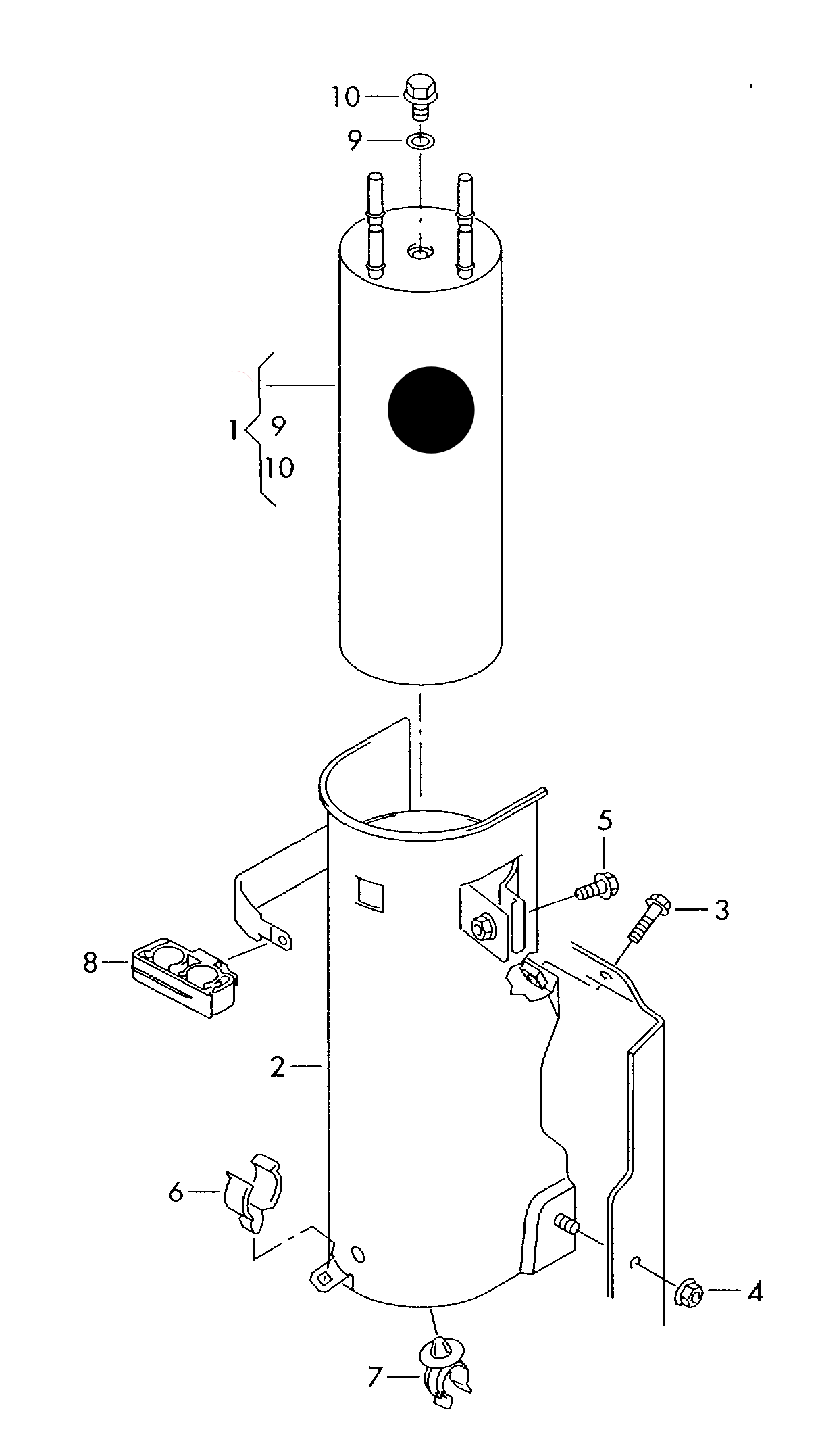 115049 Fuel Filter T5 2.5DTDI 2007>2010 as fitted 2 Pipes