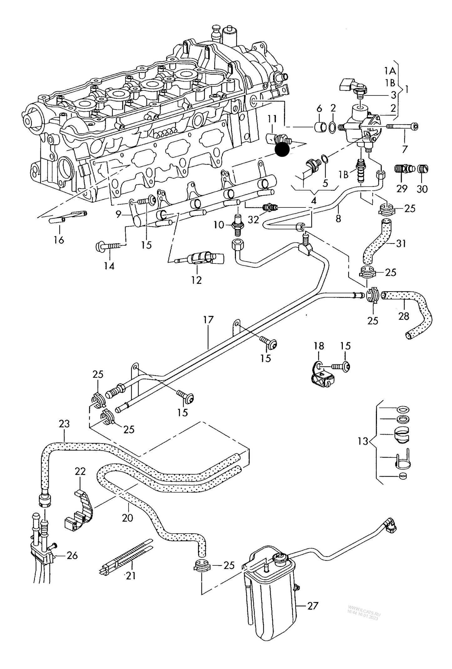 116155 Fuel pressure sensor 4-cylinder+ CDLC,CDLF 2.0 ltr.