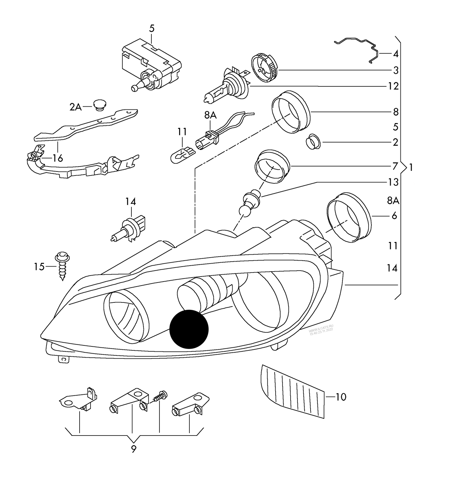 HL9065 Hella OE Halogen twin headlights (left-hand traffic only) left "Special order 1-2 days"