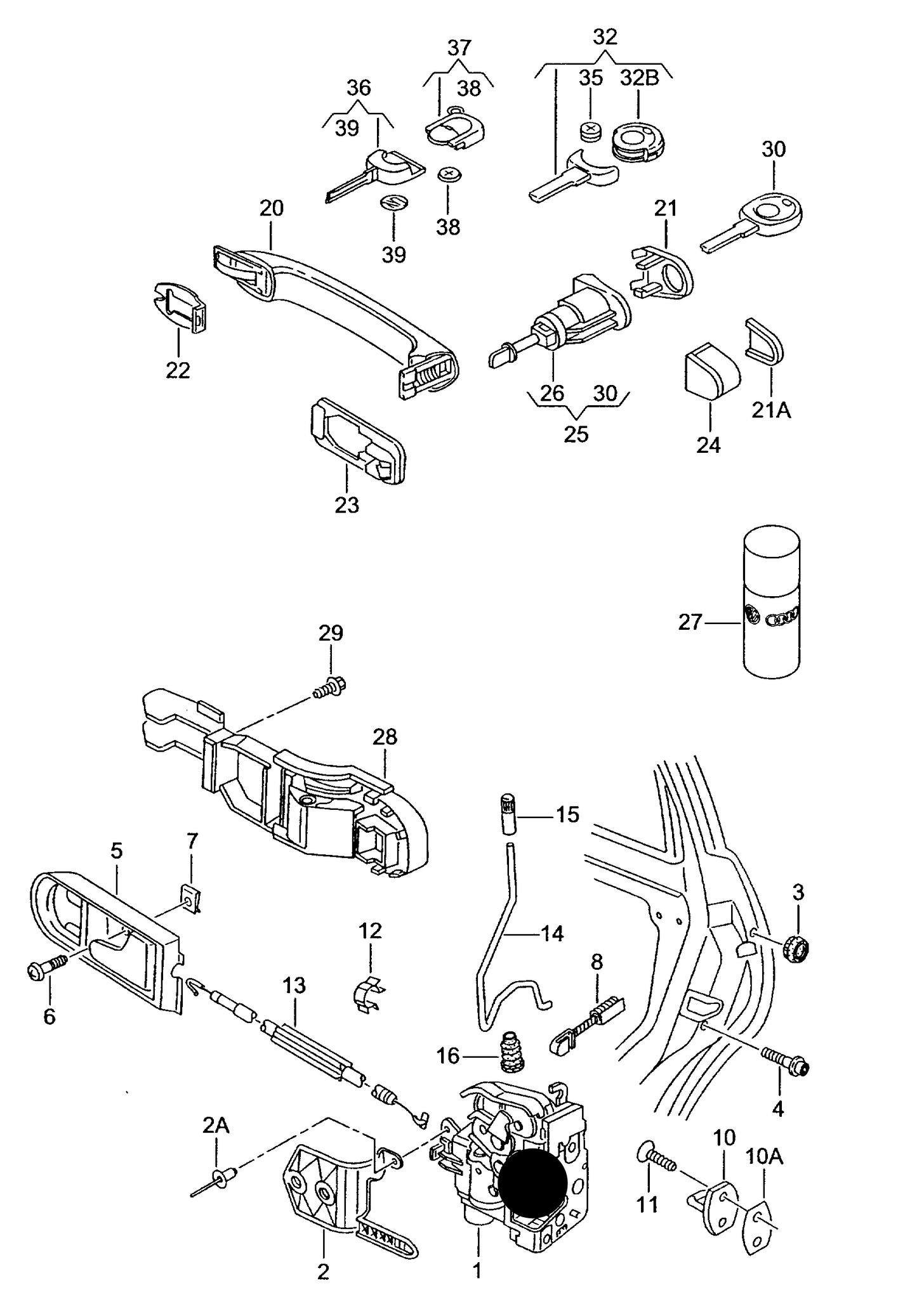 115142 Right Front RHD Door Lock with actuator T5 PR-4F1,4F4, 4F9,4K1,4K3