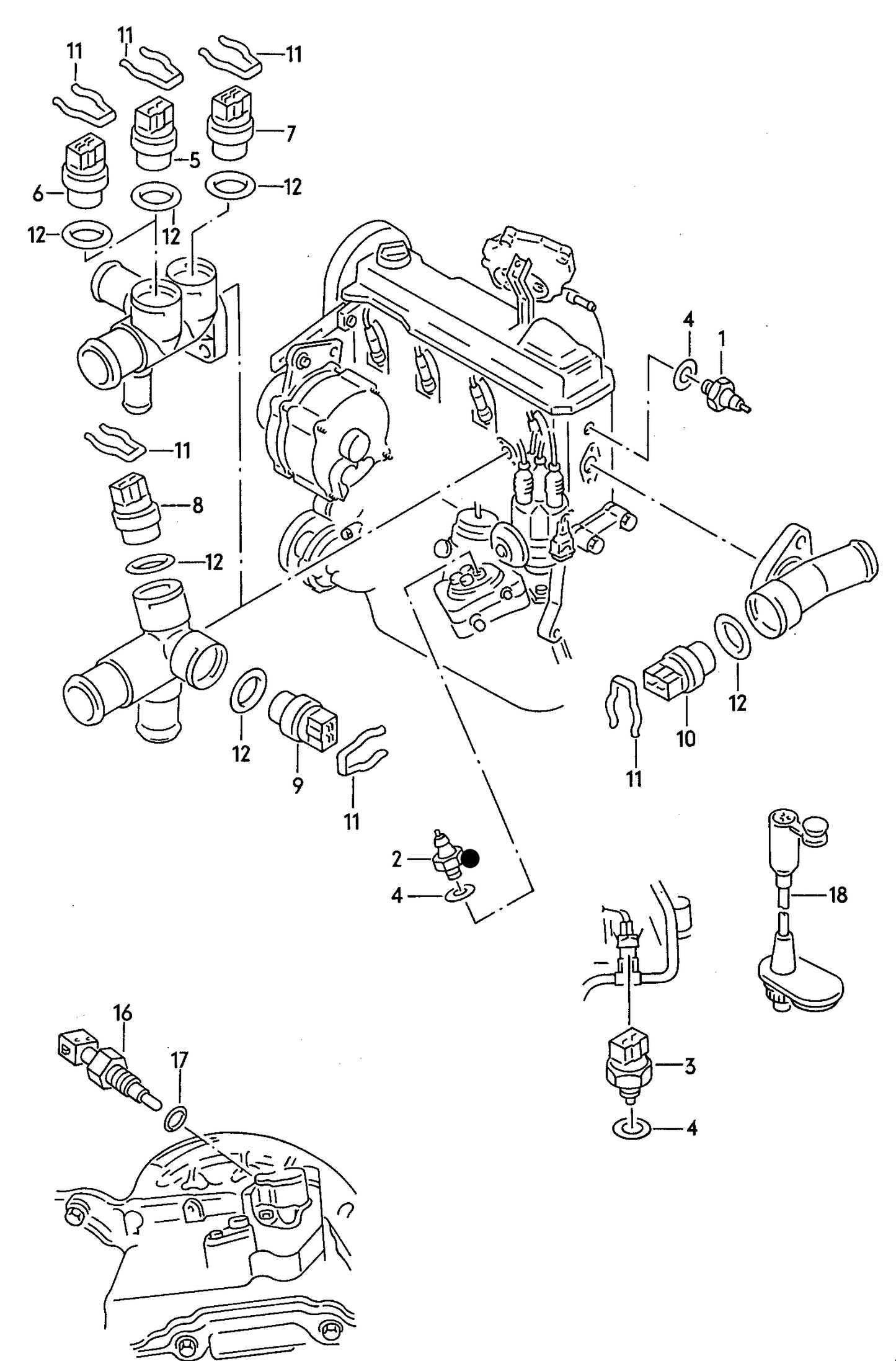 101507 Oil Pressure Switch-1pin BLACK 1.2-1.6bar 1.4/1.6 ABU,ABD