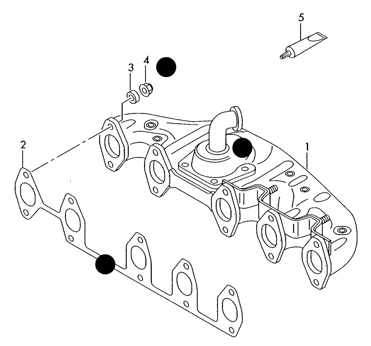 216497 Stainless Steel Exhaust manifold with gasket & bolts kit 2.5TDI 6-speed man. gearbox AXD,AXE,BAC,BLK (New type)
