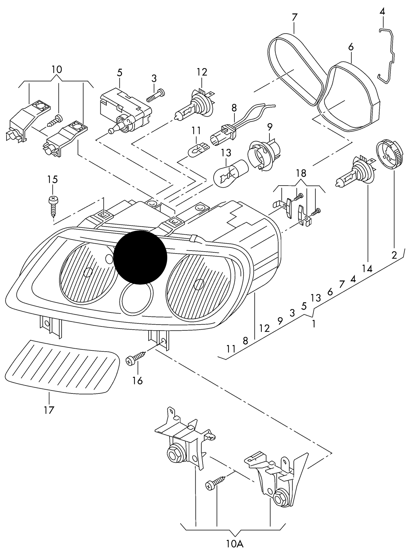 HL9981L Aftermarket Headlamp Assy-Left 3Pod Chrome