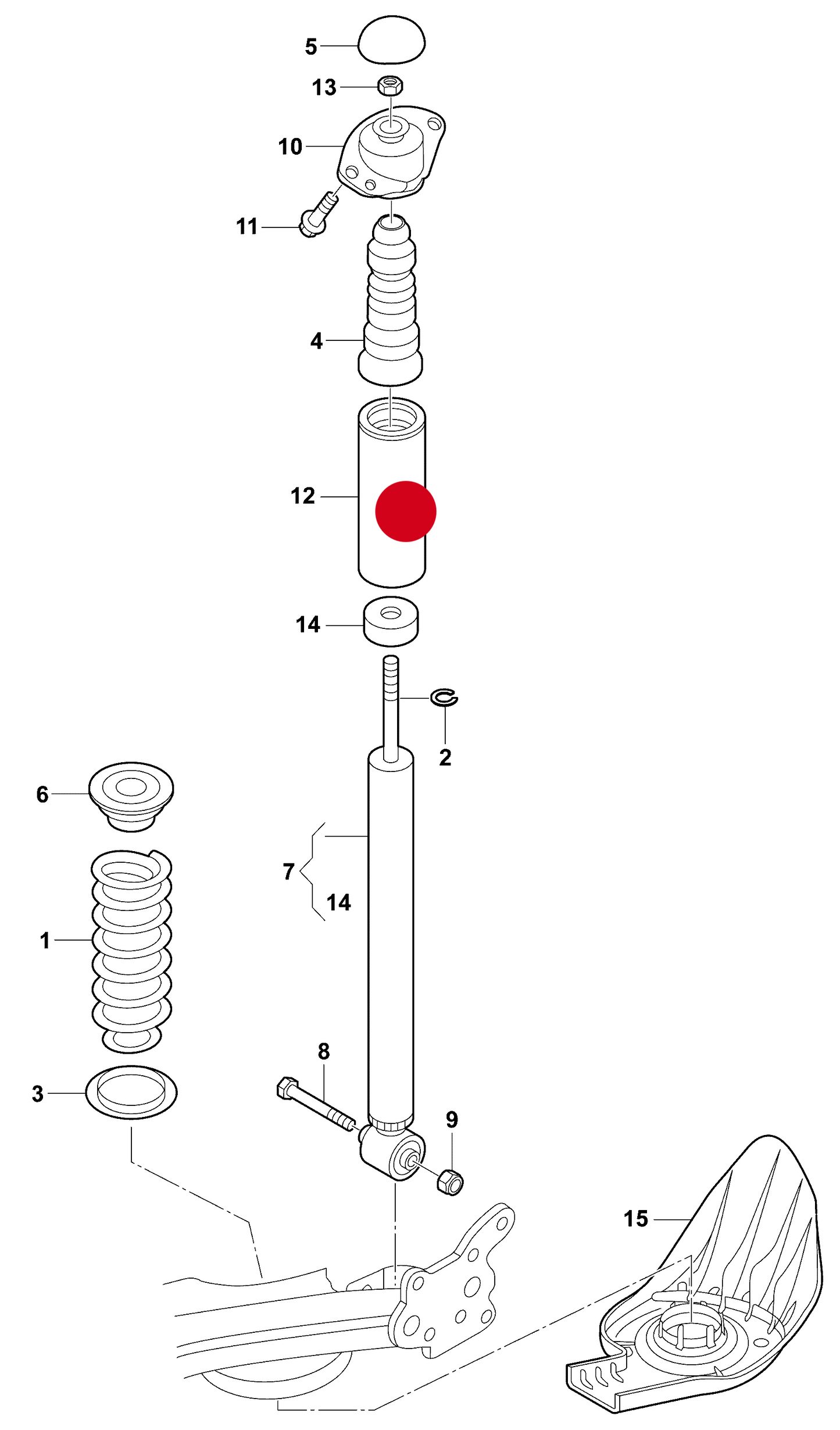 107649 Febi Rear bump stop boot PR-1JB,1JG, 1JH,UB6, heavy duty suspension PR-1JB,UA8+ central and s. america