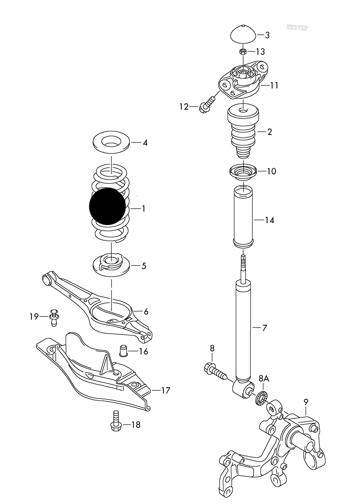 ACS1442 Rear coil spring 1 paint mark 3 paint marks 1 paint mark white orange brown PR-1JA+0YJ