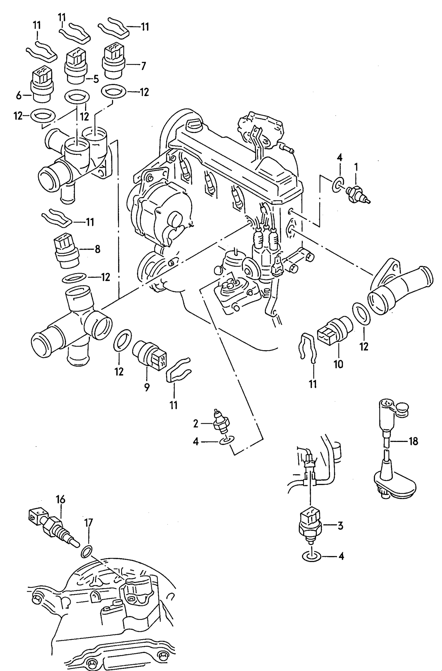 104109 4pin green Temp Sender thermal switch for deactivating the air- conditioning system and/or radiator fan installation opening, top coolant hose
