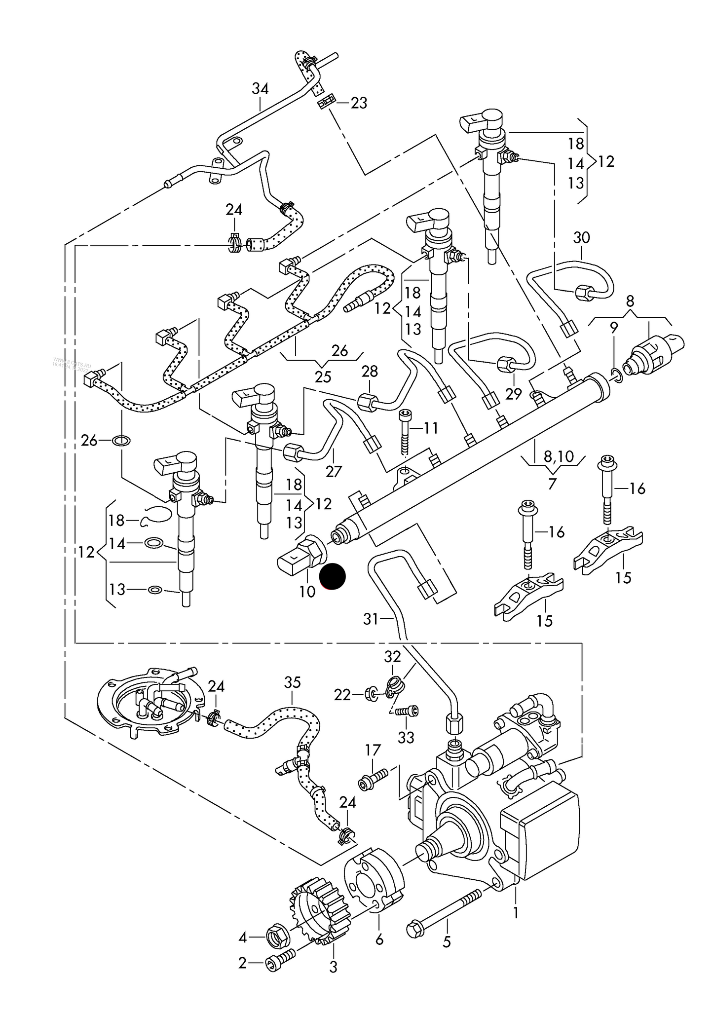 171255 Hitachi Fuel Pressure Sensor M18x1.5 1.6TDI 'CR' CAYB,CAYC/2.0TDI 'CR'