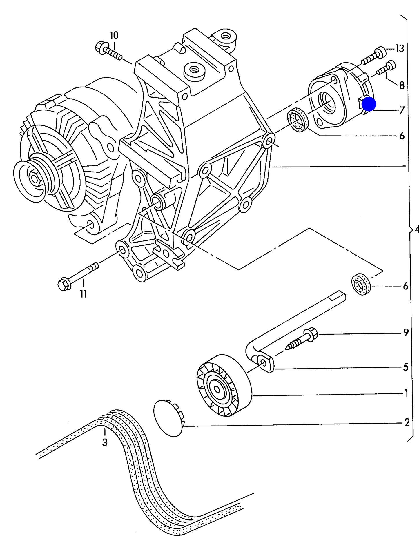 108413 Genuine Ribbed Belt Tensioner Polo 1.9D (6N) 1995> 6N1,6N2/Lupo AKU