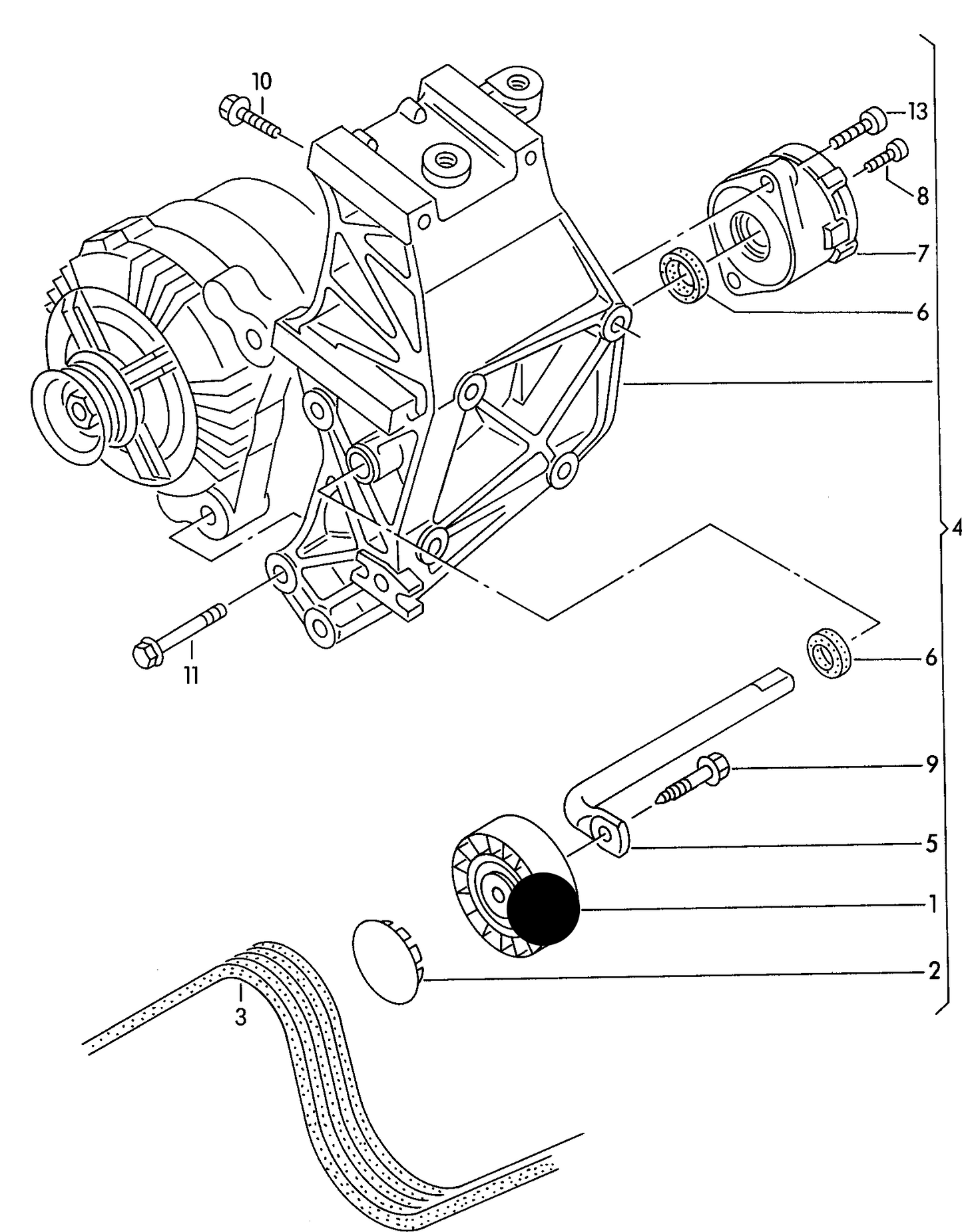 108417A Pulley>Ribbed Belt Tensioner 1.6/1.8T/2.0 96>