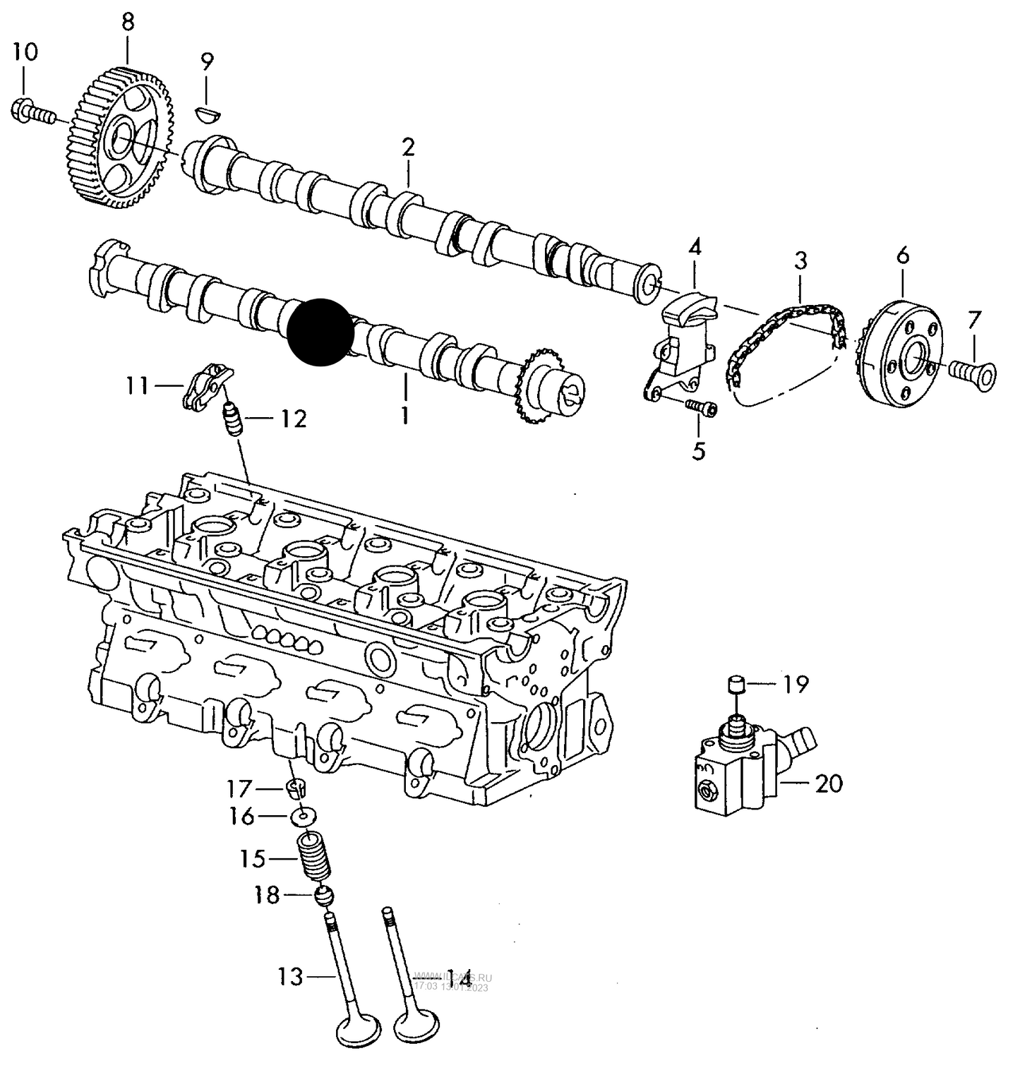 C487 OEM Camshaft 'Inlet' 4-cylinder+ CDLC,CDLF 2.0 ltr. eng's