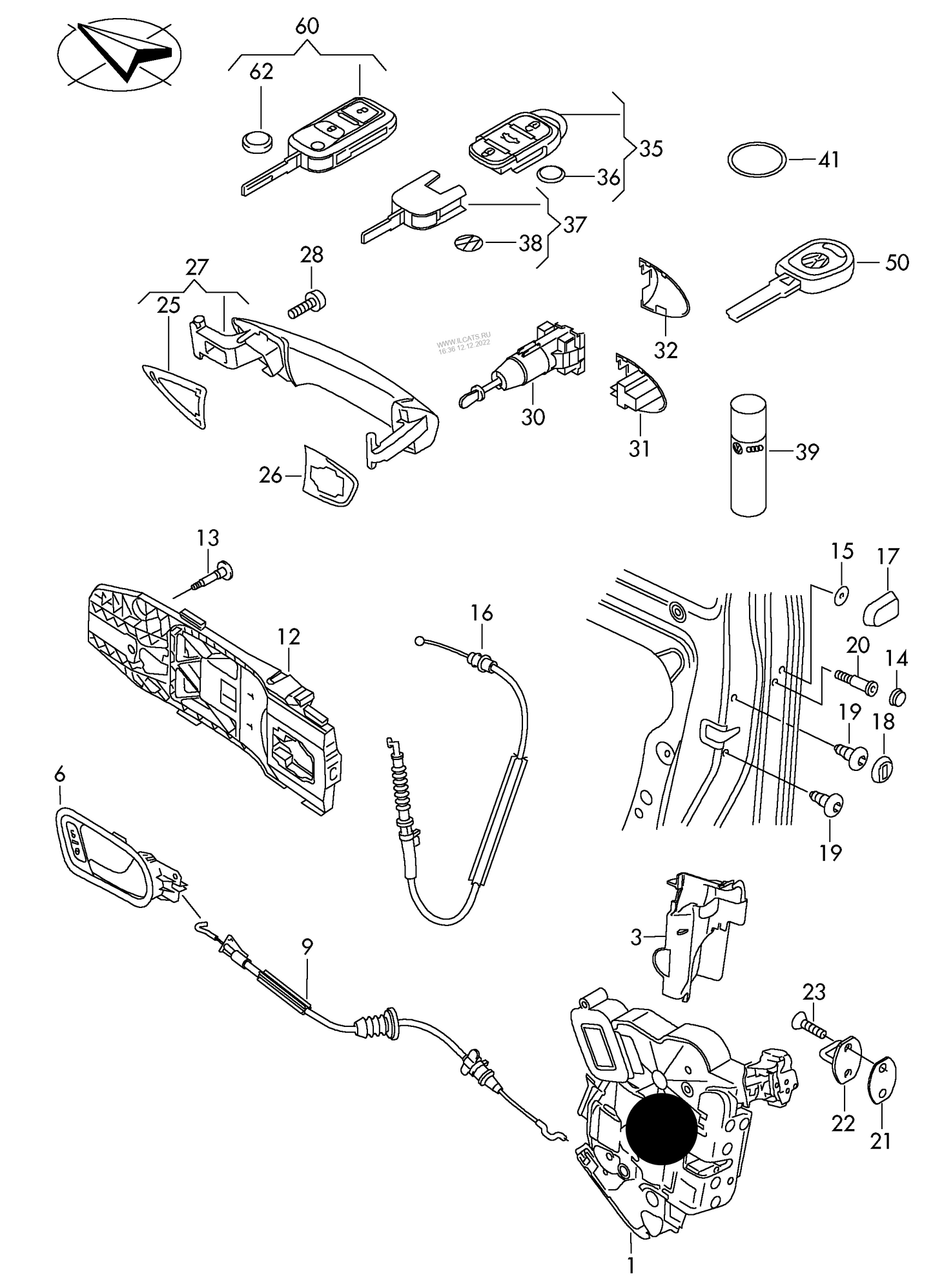 15010 Door Lock Front, Passenger Side, Left rhd PR-4K3