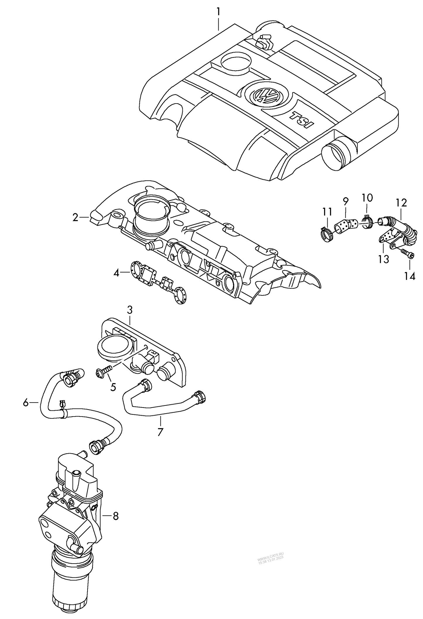 114542 ELRING Gasket for crankcase ventilation PVC 4-cylinder+ BGB,BUL,BWE, BPG,BWT,BYK, BPJ,CDLC,CDLF 2.0 ltr.