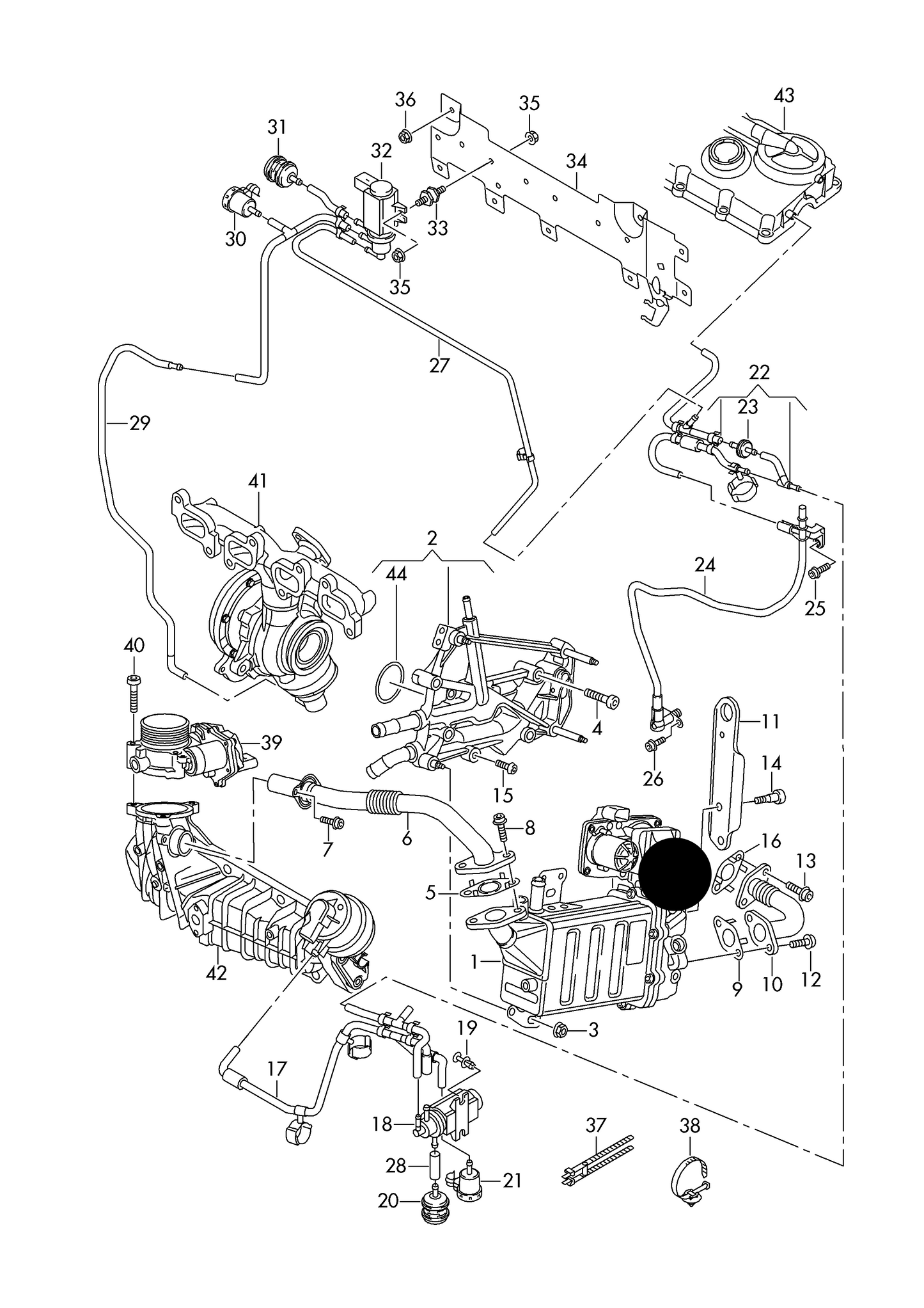 120946 Pierburg 12v EGR Cooler for exhaust gas recuperation with control flap T5/T6/Crafter 2.0TDI 2016> 06.03.2017 PR:DN0,DN9+ 7MM,7MP