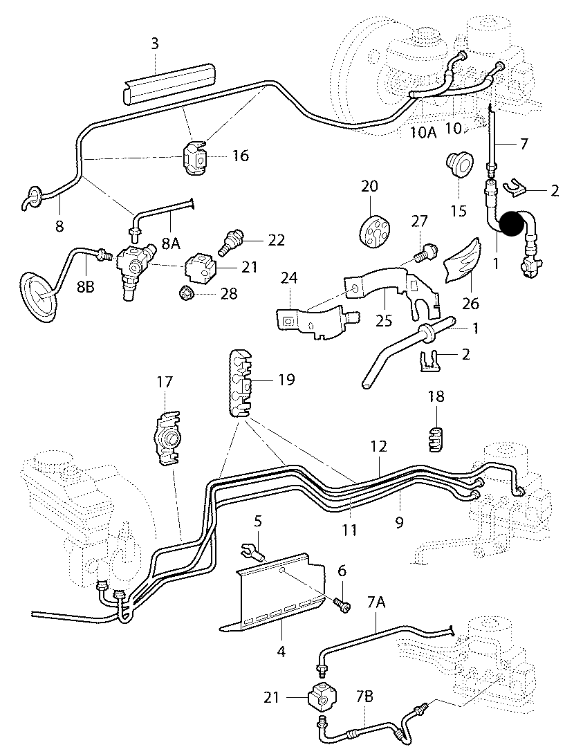 110393 Front brake hose 580mm Golf mk4 v6