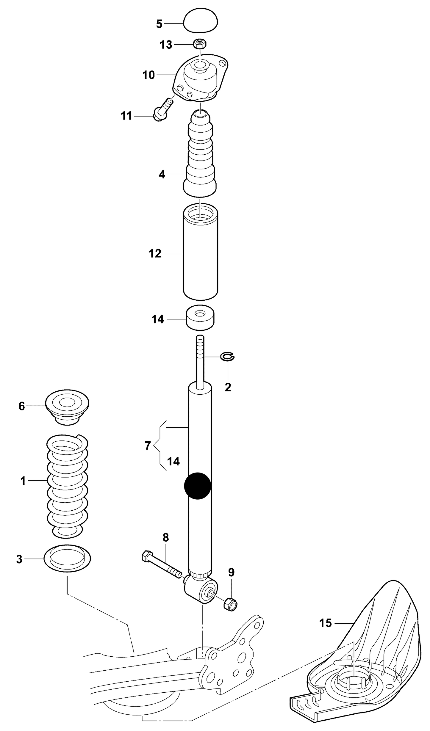 109423 Rear GAS Shock absorber Standard Suspension saloon+ PR-1JA, saloon+ PR-UA9, saloon+ PR-1JC, saloon+ PR-UB1, saloon+ PR-UB3,