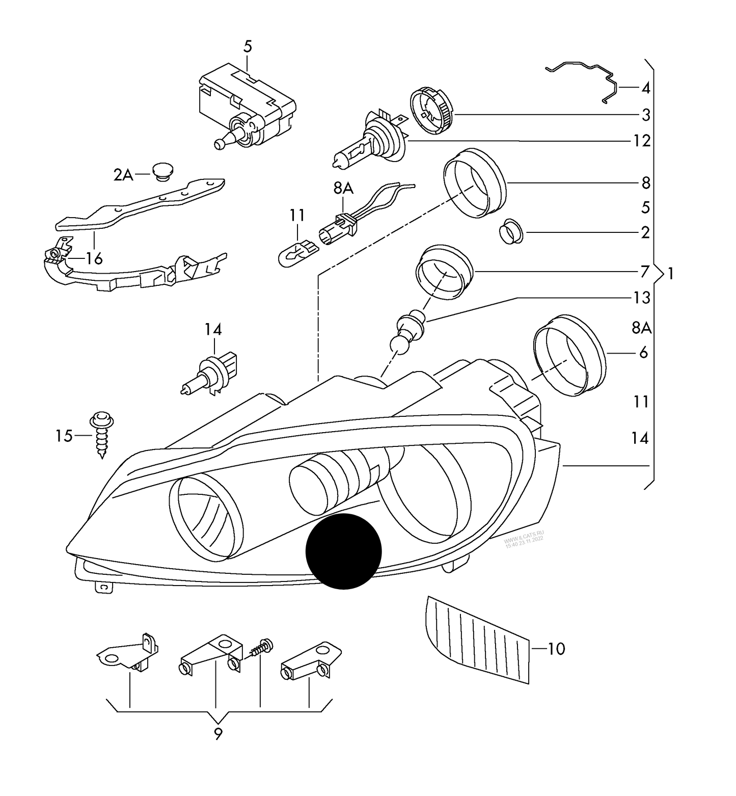 HL9064 Hella OE Halogen twin headlights (left-hand traffic only) right "Special order 1-2 days"