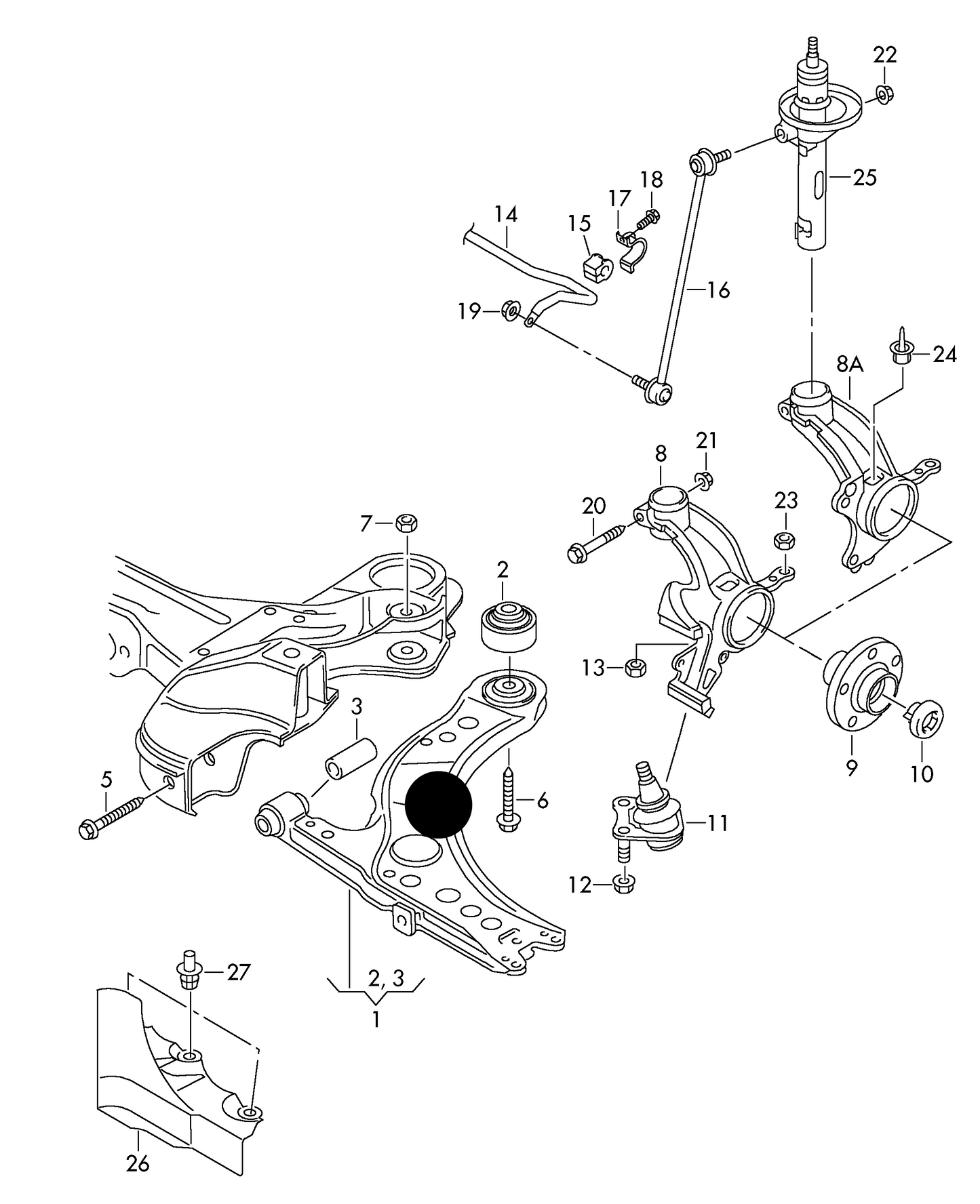 113658 H/D Right Front Wishbone excl Ball joint VAG 2010> PR:G17,G19, G18,G20 only