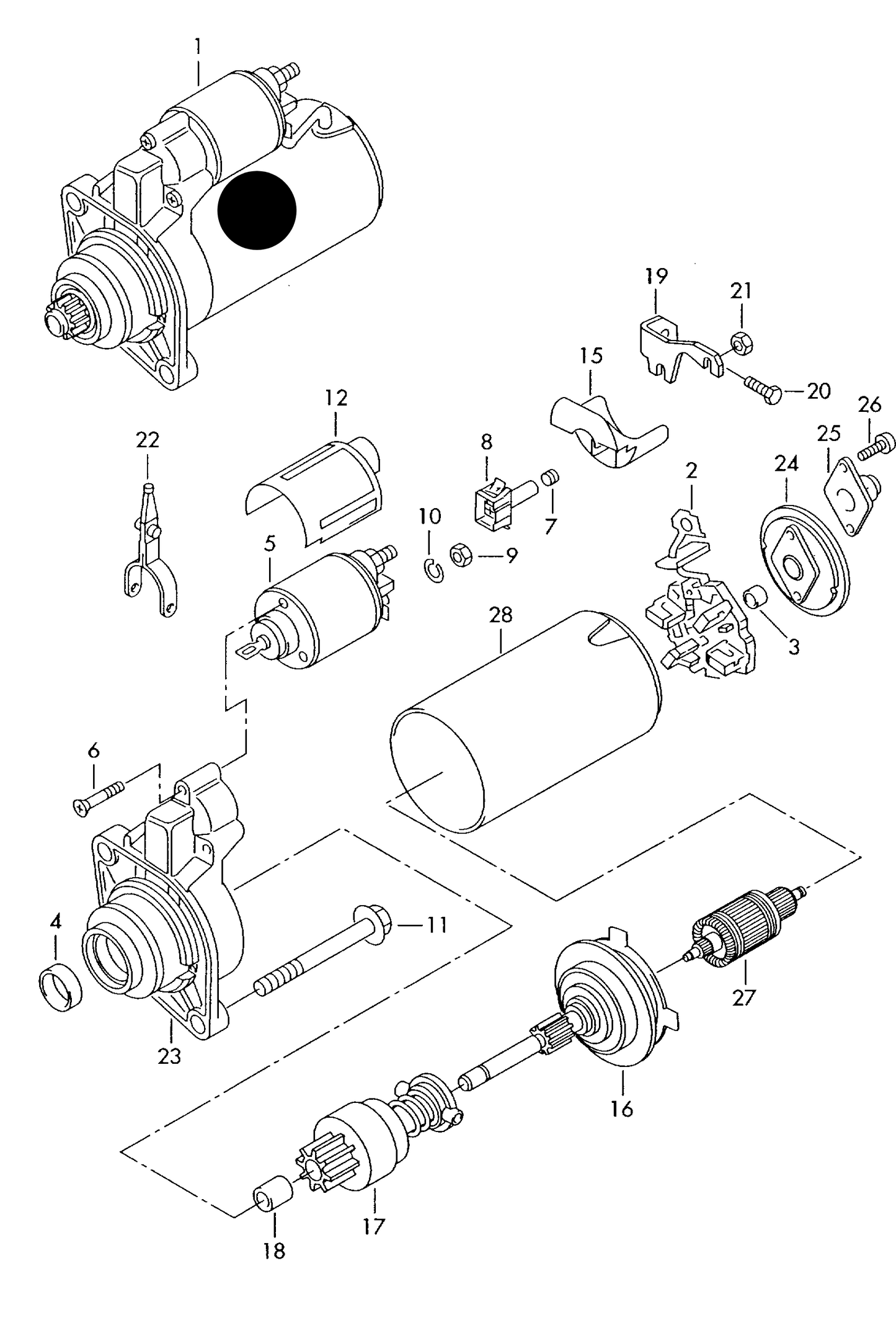 113842 Febi New Starter motor 12V 2KW Caddy 2K 5-speed man.g/box.+ BJB,BSU,BLS, T5 BRR,BRS 5-speed- man. gearbox