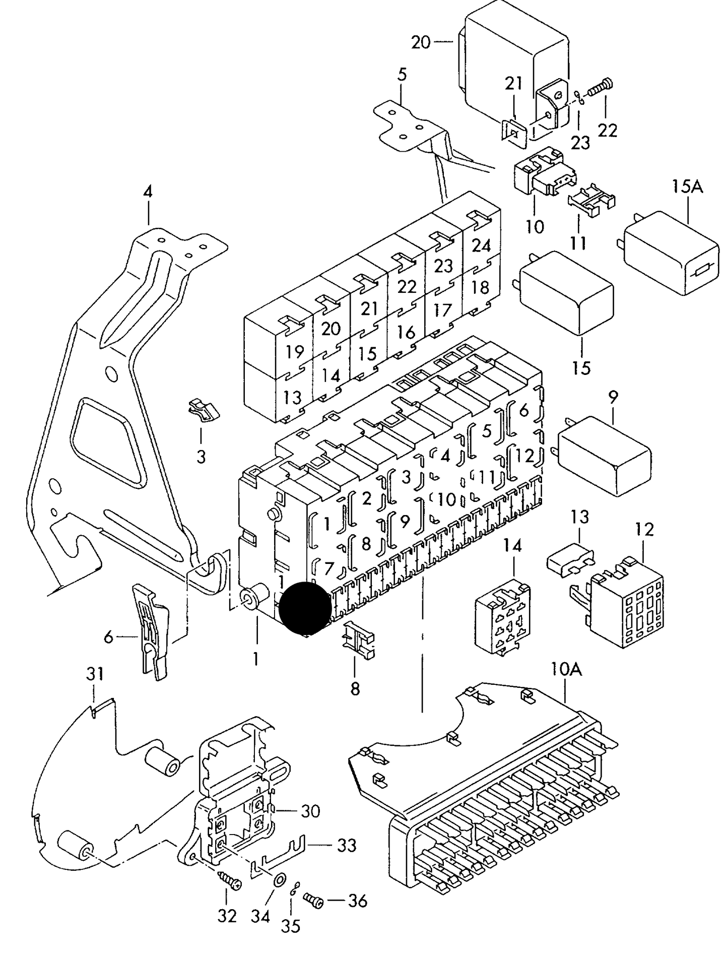 93557 OE Main fuse box/Central Electrics Polo F >> 6N-WY000 158 F >> 6N-WW001 001 / T4/G3