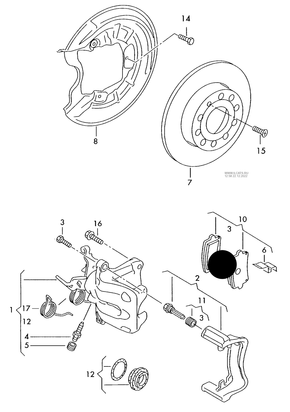 110738A Set of Rear brake pads & clips 270bhp PR-1KW