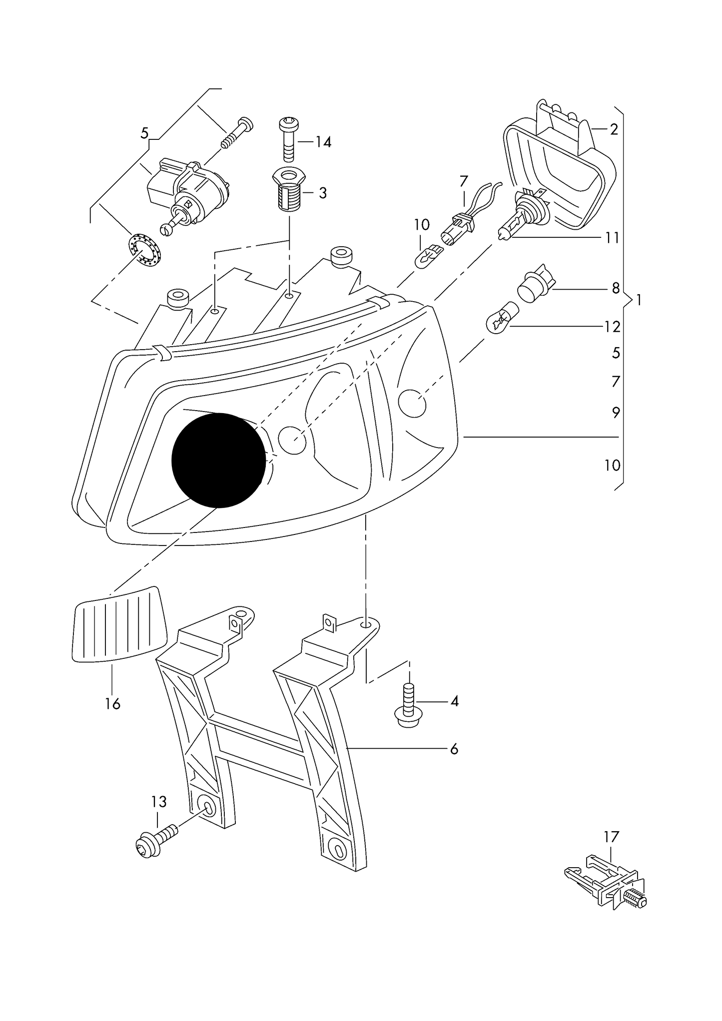 HL9045L Headlamp Assy-Left T5 04/2003>09/2009 H4 RHD