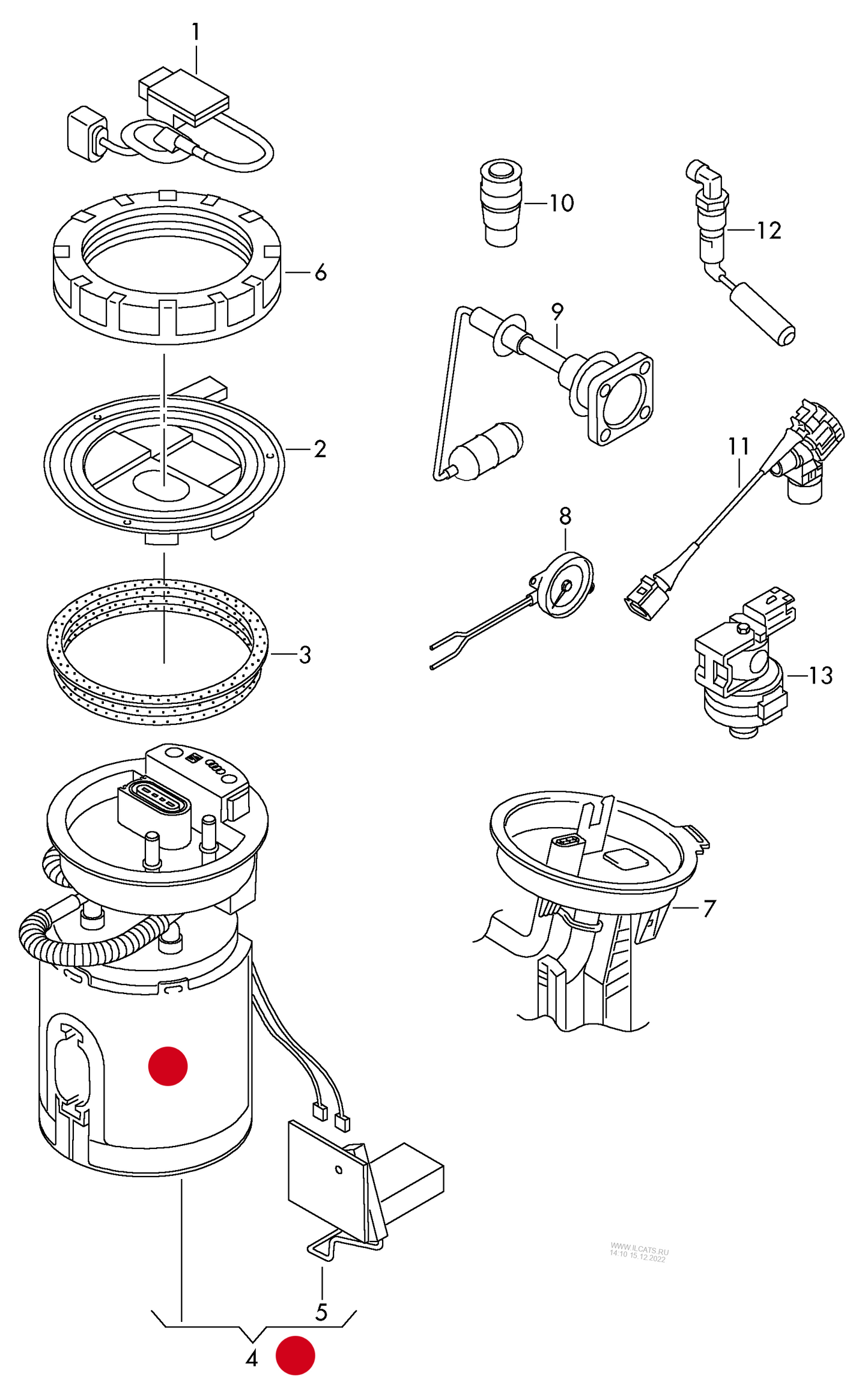 115847 Fuel delivery unit and sender for fuel gauge D - 03.02.2010> FSI