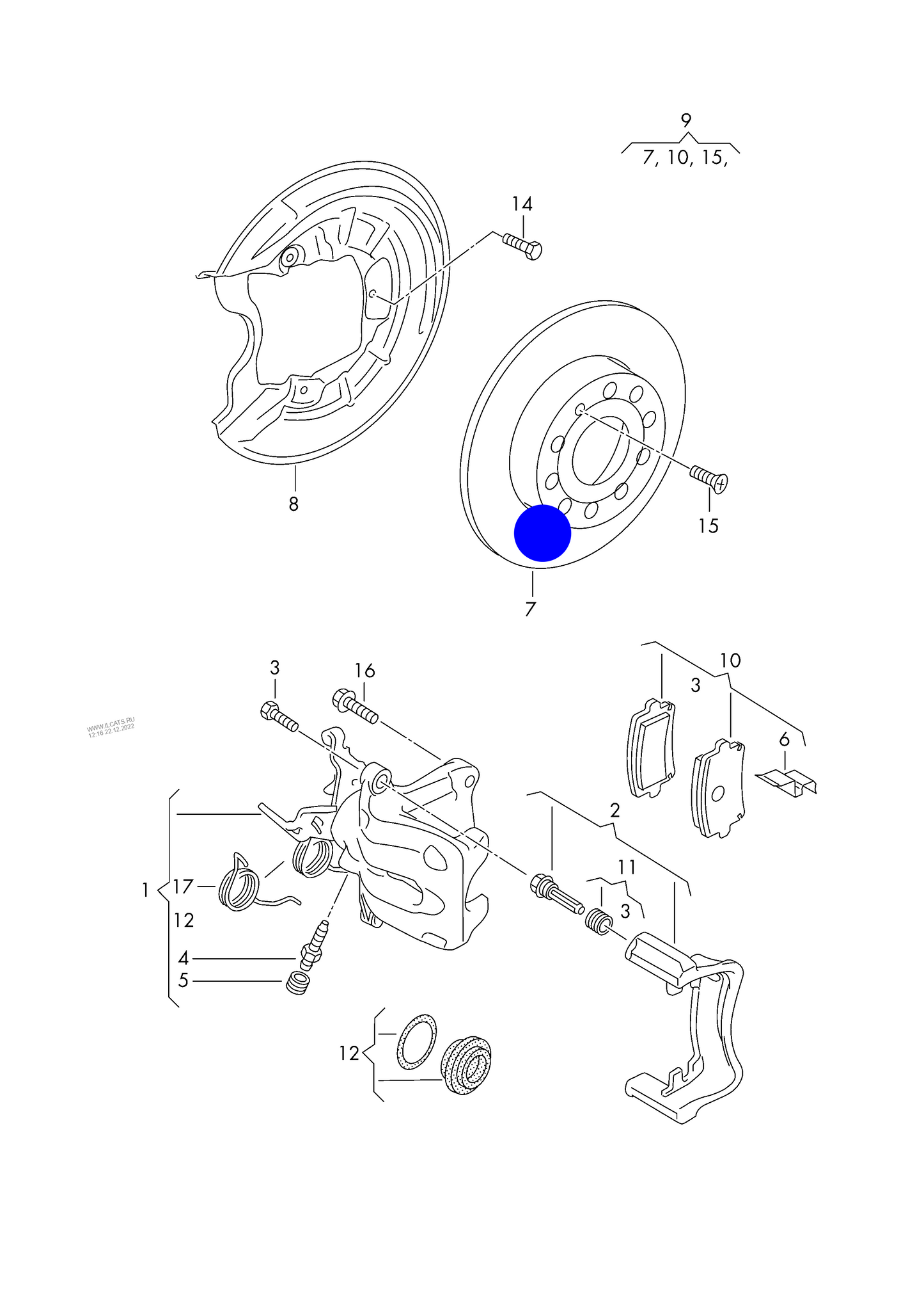 110311 Pair of Rear Solid Brake Discs-282X12mm 5/112 PR-1KZ,1KY, 1KV,1KU