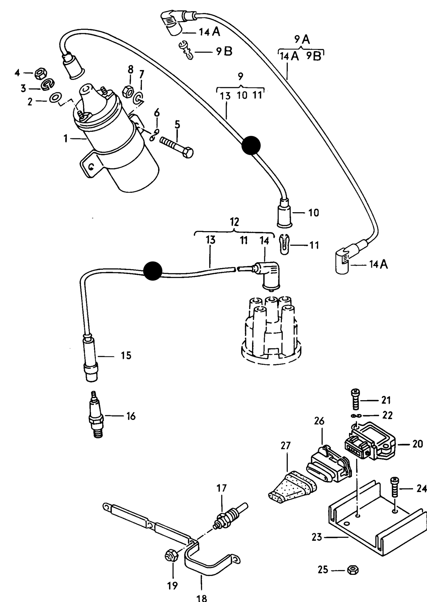102982 Ignition lead set 1.6/1.8/2.0 8V AAM,ABS,2E 'pin type ign' 1984>