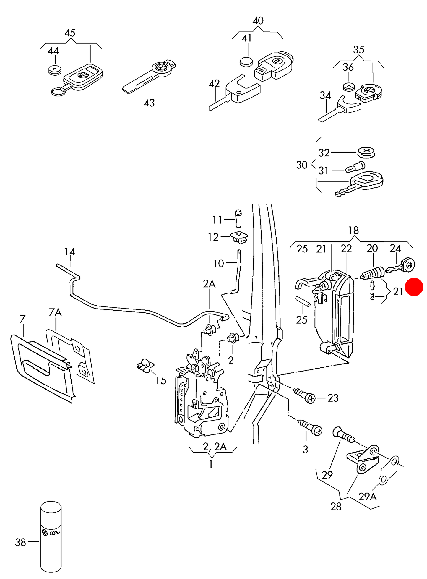 6010-01 Door barrel & Key T4