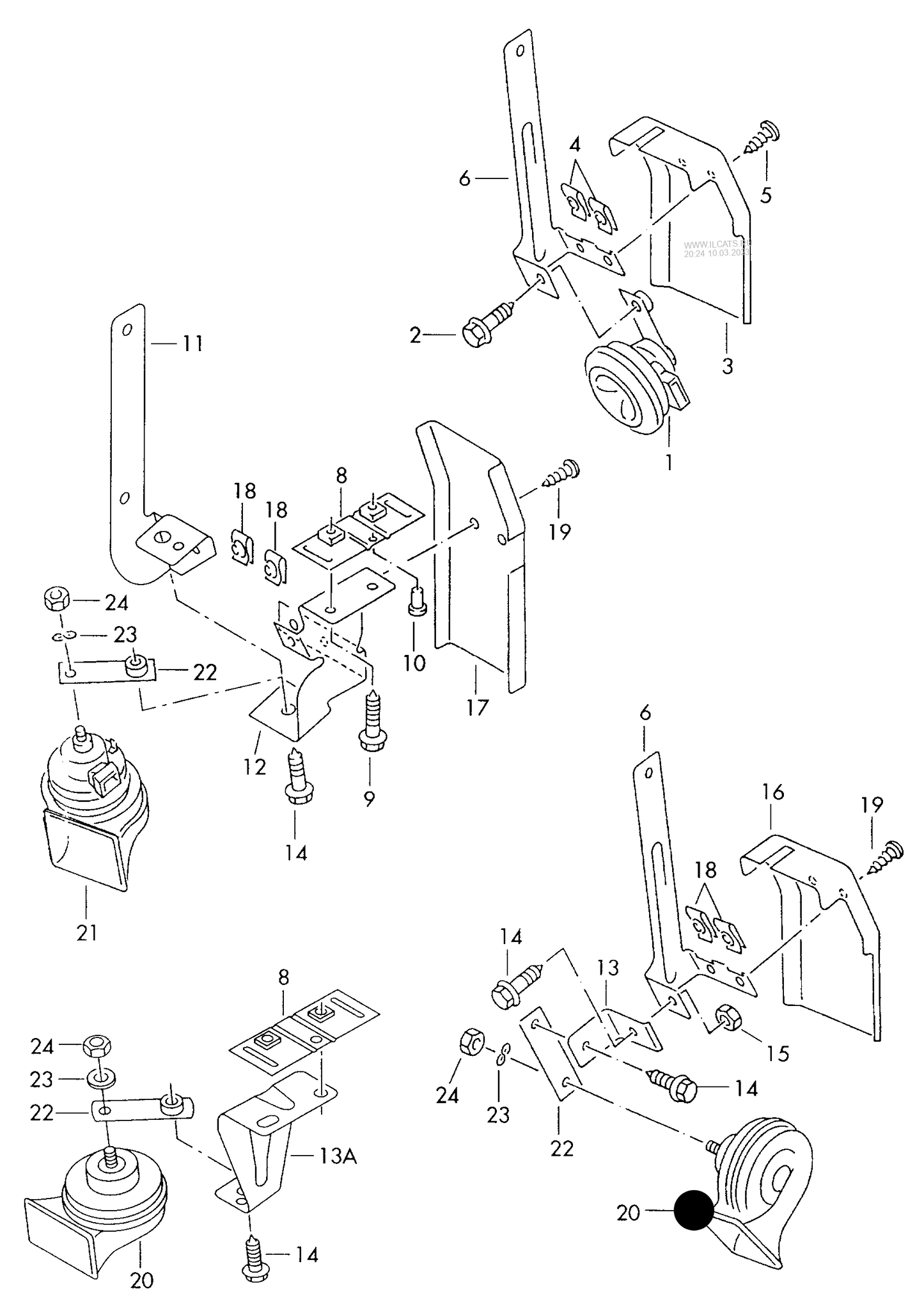 102955 12V Horn-Low Tone 420HZ F >> 1C-1-451 088* F >> 9C-1-624 498*