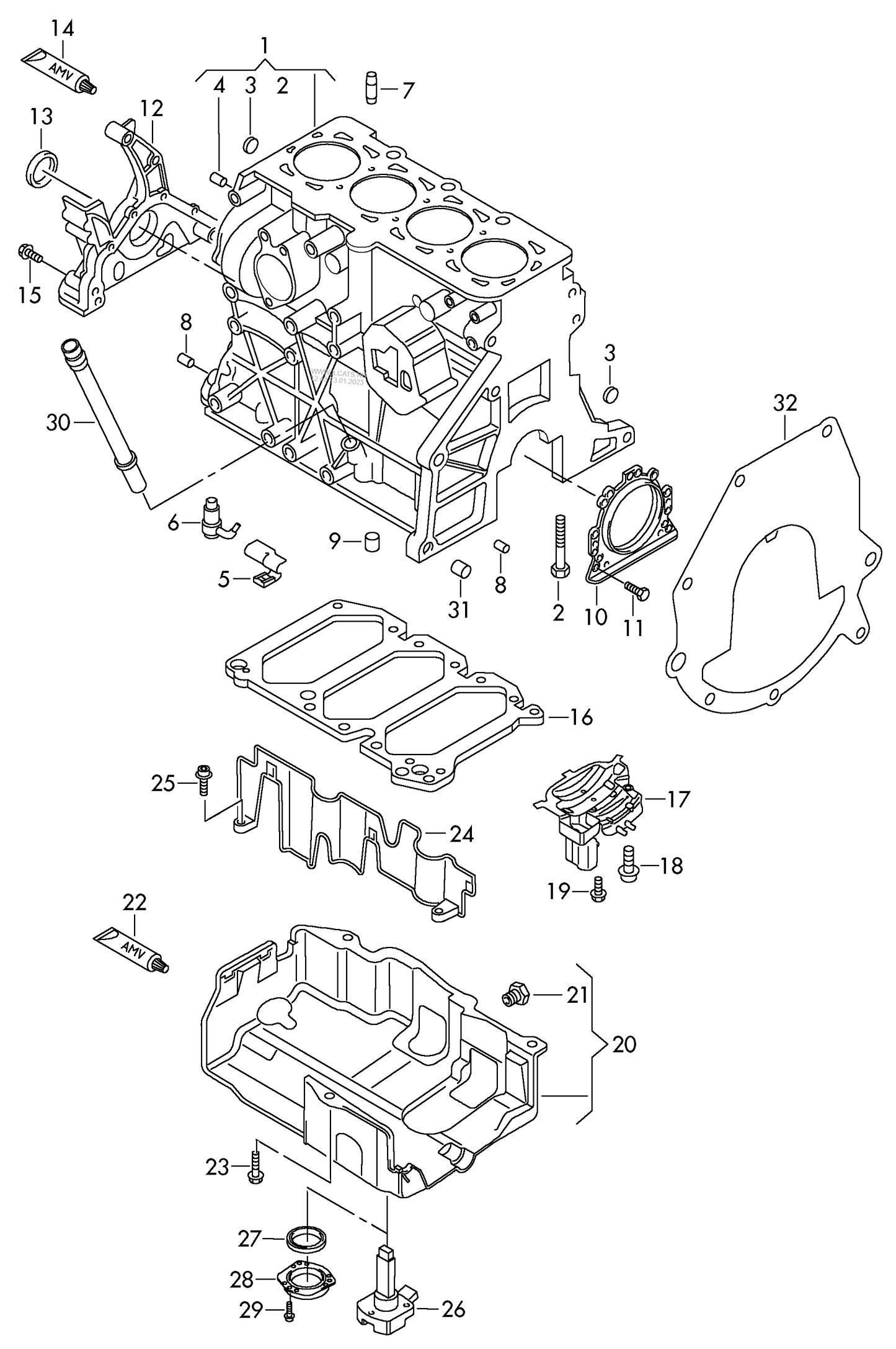 113649 engine oil sump with opening for oil level sensor & seaL