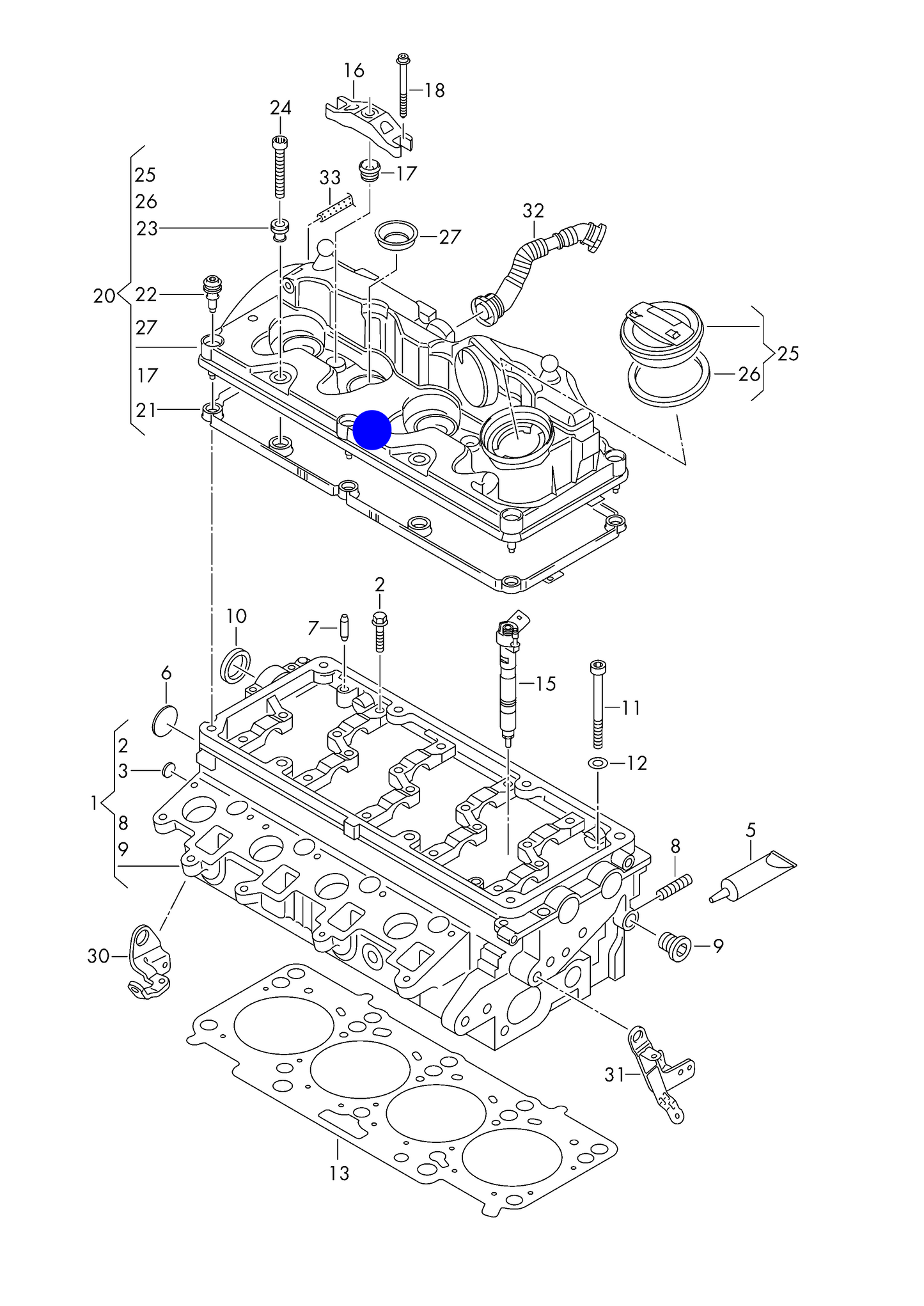 117770 Elring Rocker Cover with vent valve and gasket 1.6TDI CR