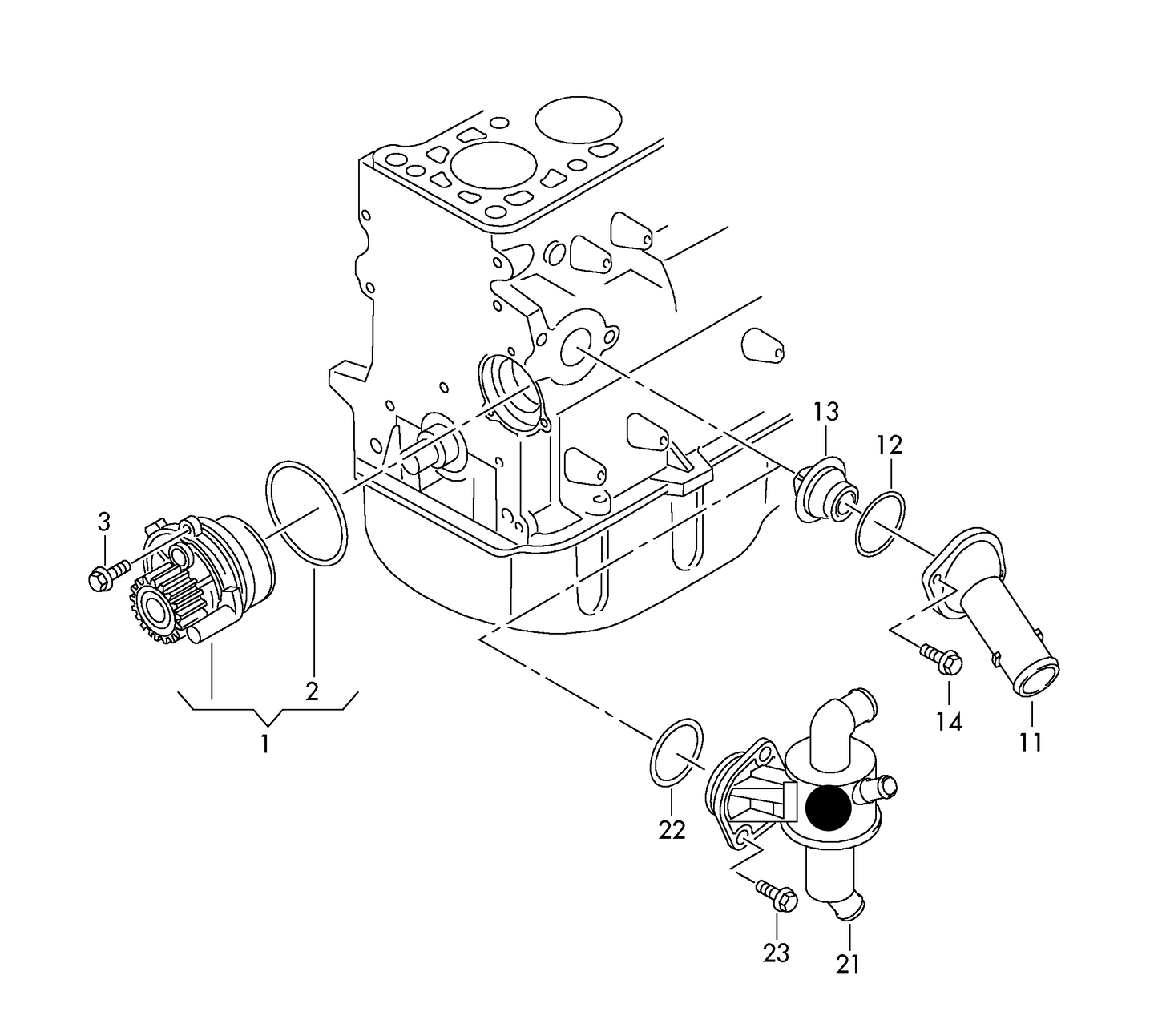 113183 Thermostat & Housing with sealing ring 1.6TDI CAYB,CAYC 31-05-2010>CAYE/2.0TDI