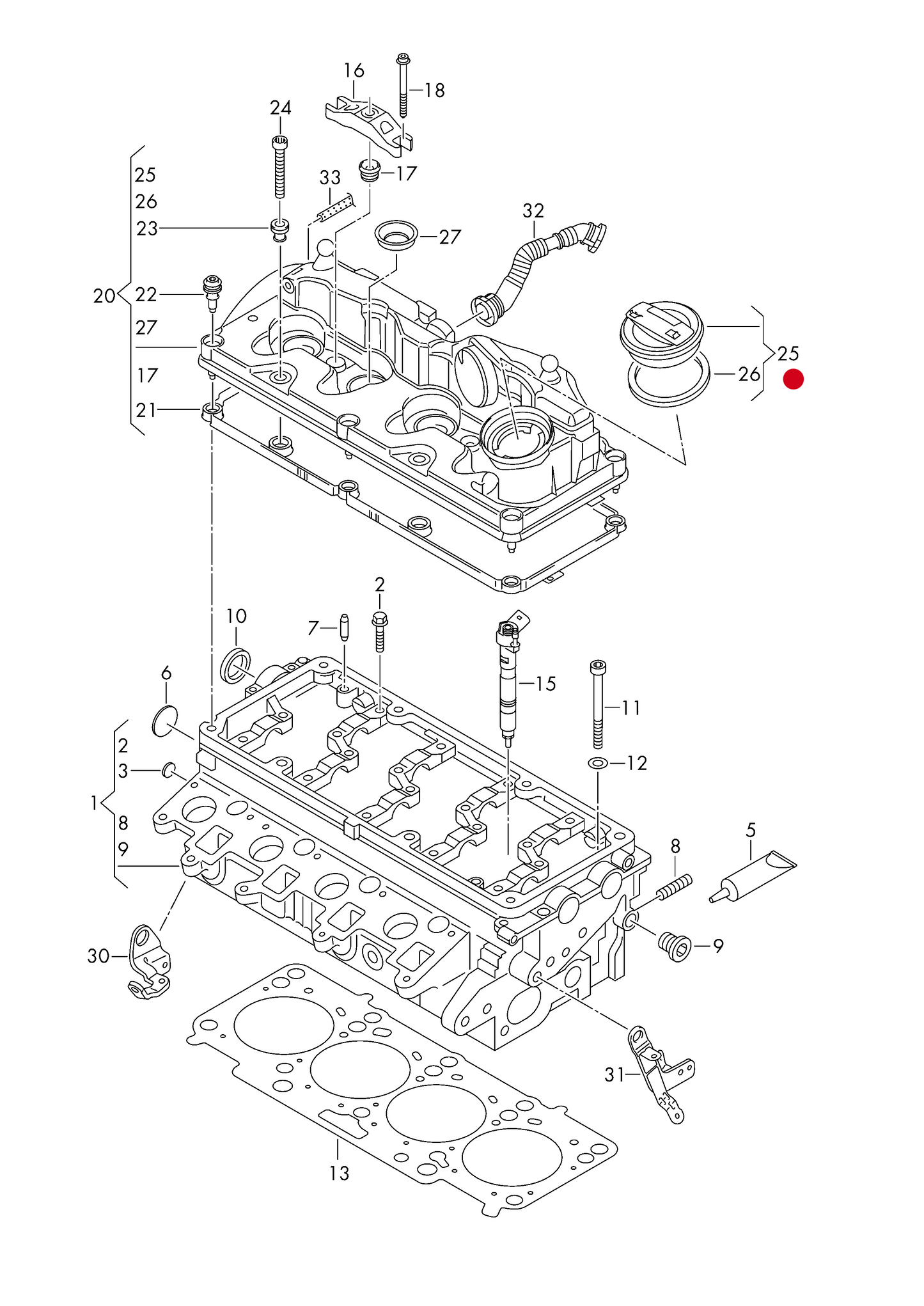 111126 Engine oil filler cap T5 1.9 BRR,BRS