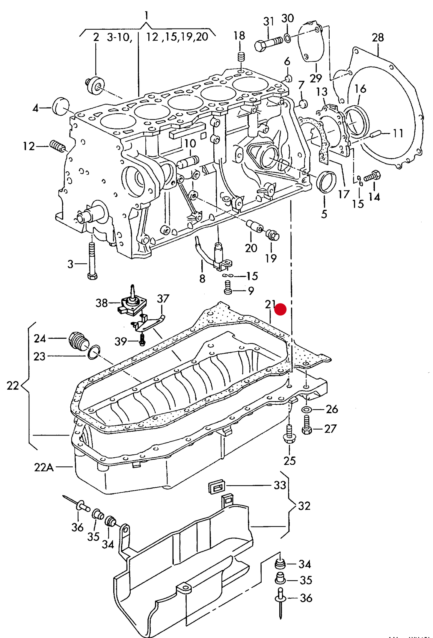 110955 Sump gasket 1.0mm >> AHD 063 000* / >> AGX 018 876*