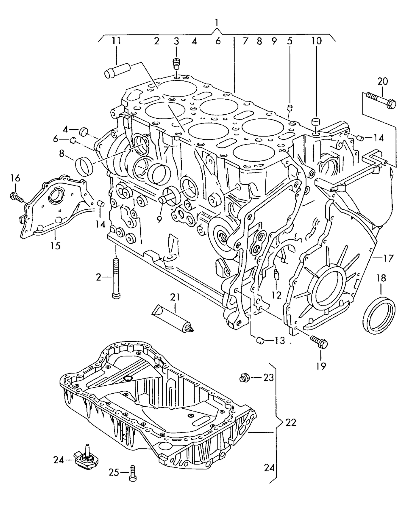 (22) 9524470 KLOKKERHOLM Engine oil sump 6-cylinder+ BUB